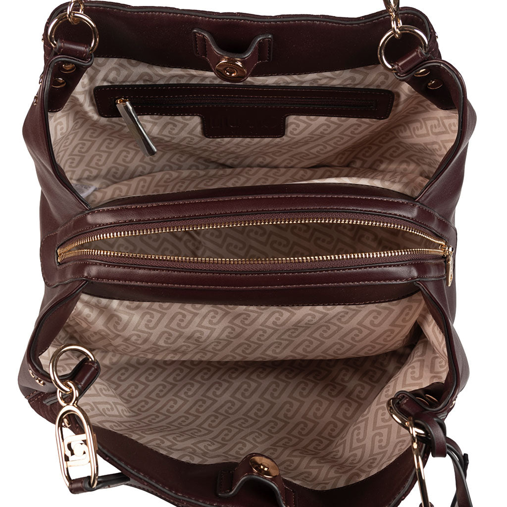 BORSA DONNA LIU JO IN ECOPELLE E TESSUTO - COL. RED AUBERGINE