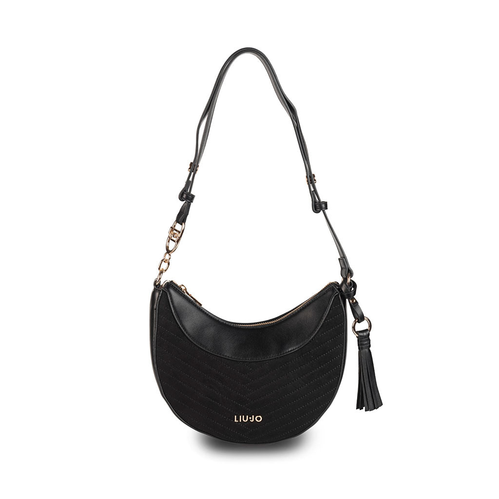 BORSETTA HOBO DONNA LIU JO IN ECOPELLE E TESSUTO - COL. NERO