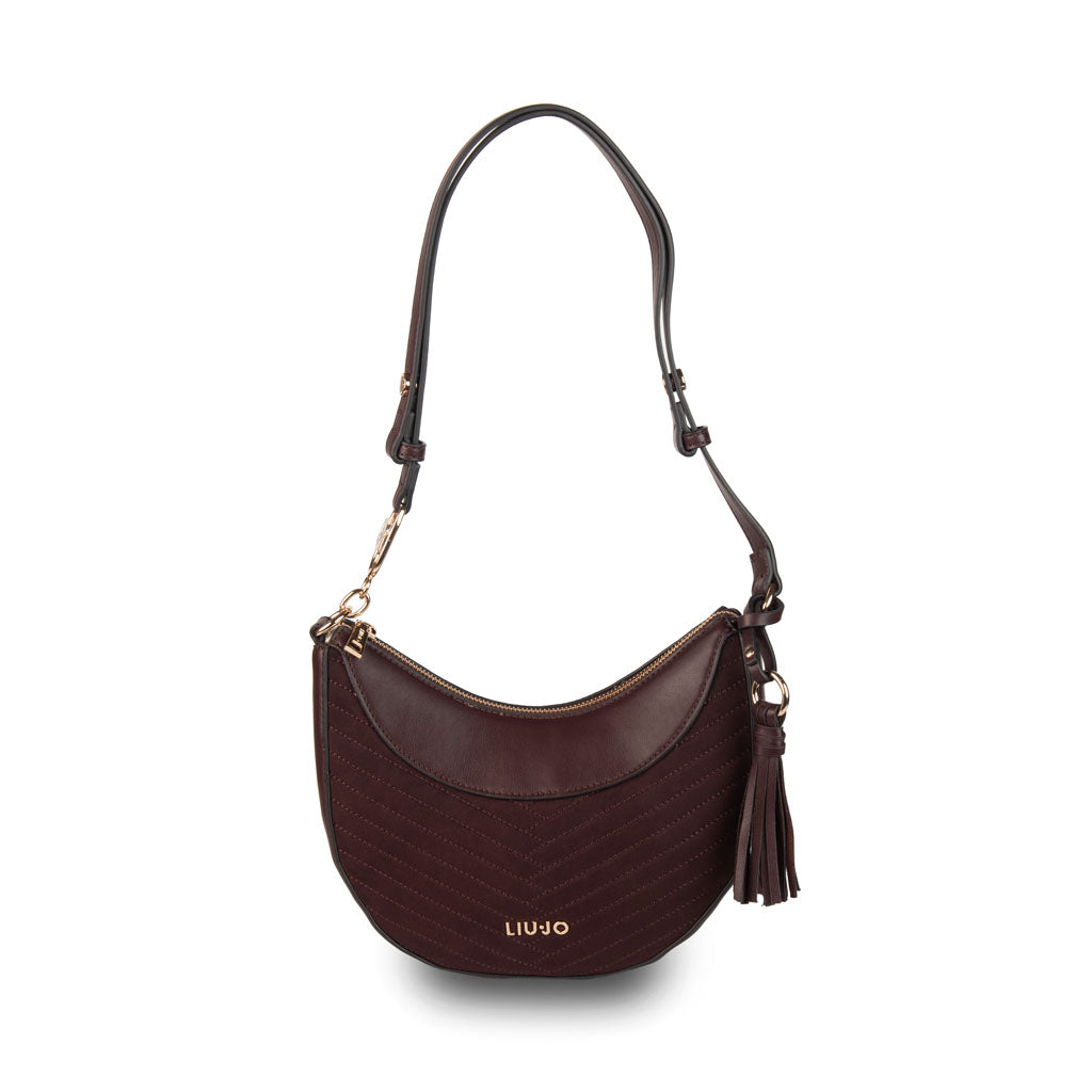 BORSETTA HOBO DONNA LIU JO IN ECOPELLE E TESSUTO - COL. RED AUBERGINE