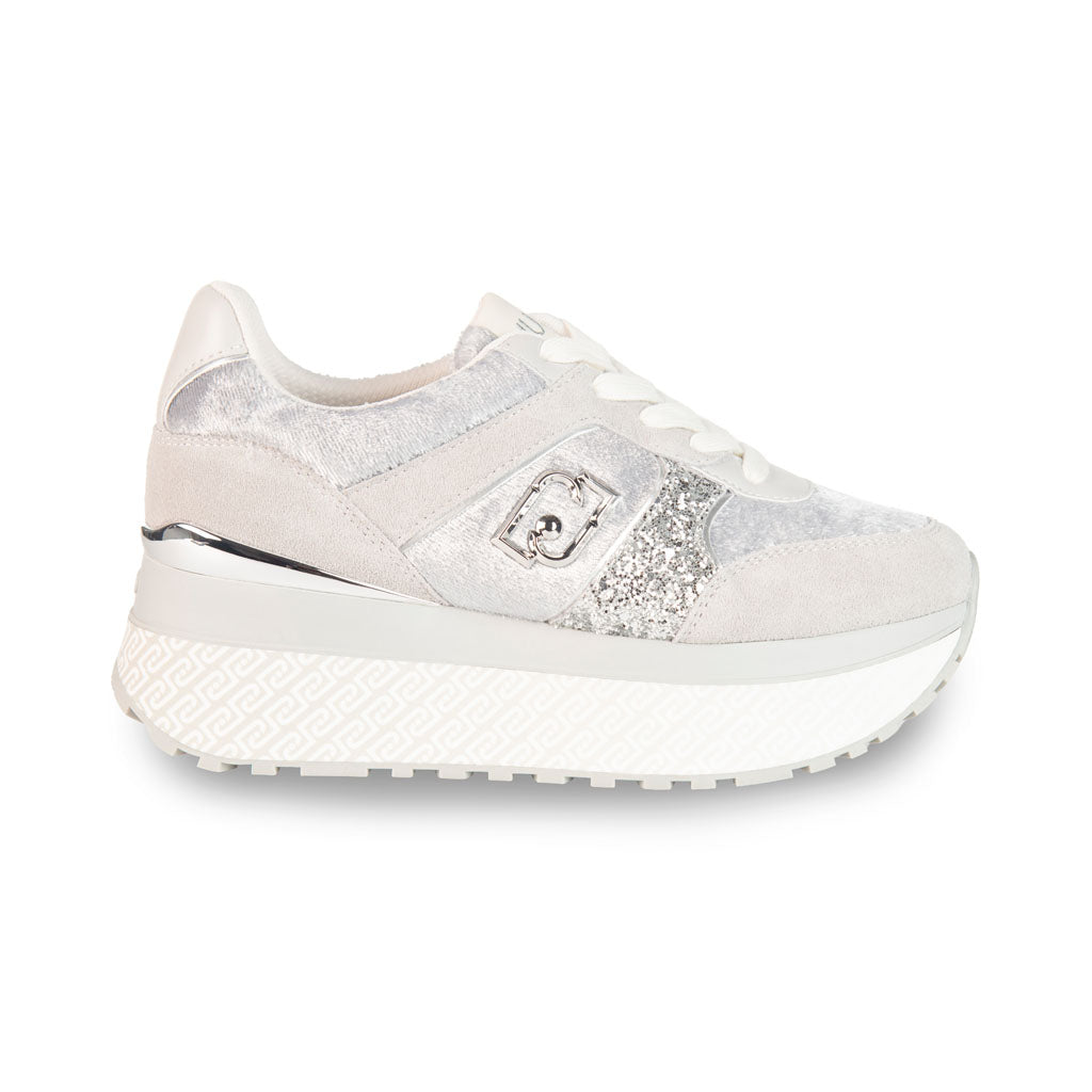 SNEAKERS DONNA LIU JO SUPER PLATFORM EFFETTO VELLUTO - COL. GRIGIO / ARGENTO