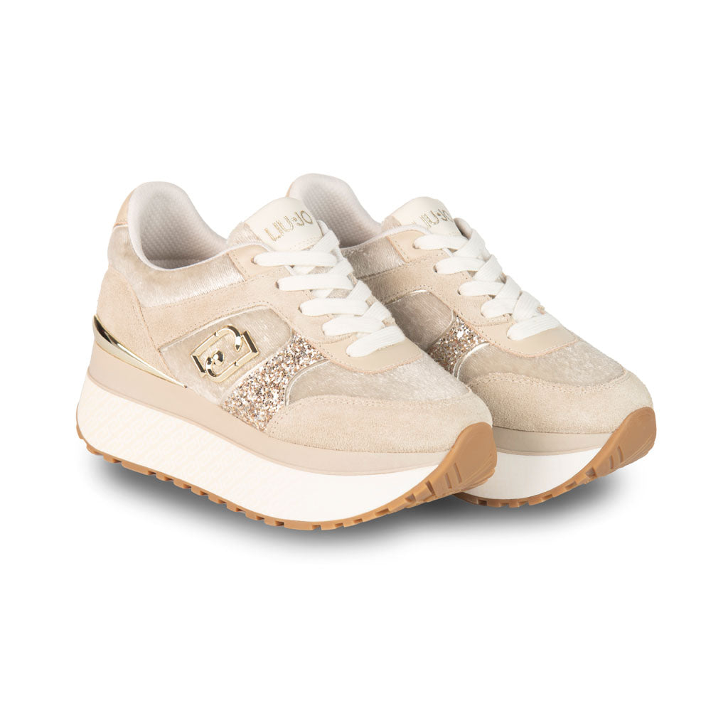 SNEAKERS DONNA LIU JO SUPER PLATFORM EFFETTO VELLUTO - COL. LATTE / CORDA