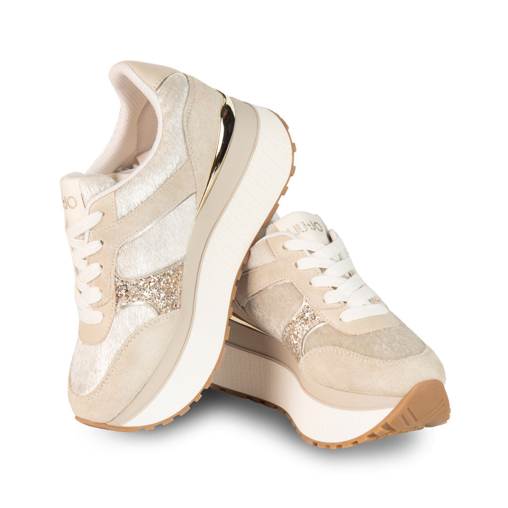 SNEAKERS DONNA LIU JO SUPER PLATFORM EFFETTO VELLUTO - COL. LATTE / CORDA