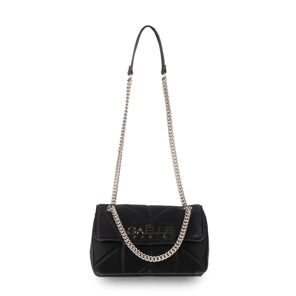 BORSA A TRACOLLA DONNA GAELLE IN ECOPELLE CON CATENA - COL. NERO