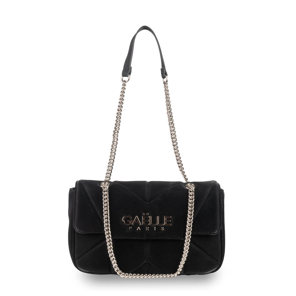 BORSA A SPALLA DONNA GAELLE IN ECOPELLE CON CATENA - COL. NERO