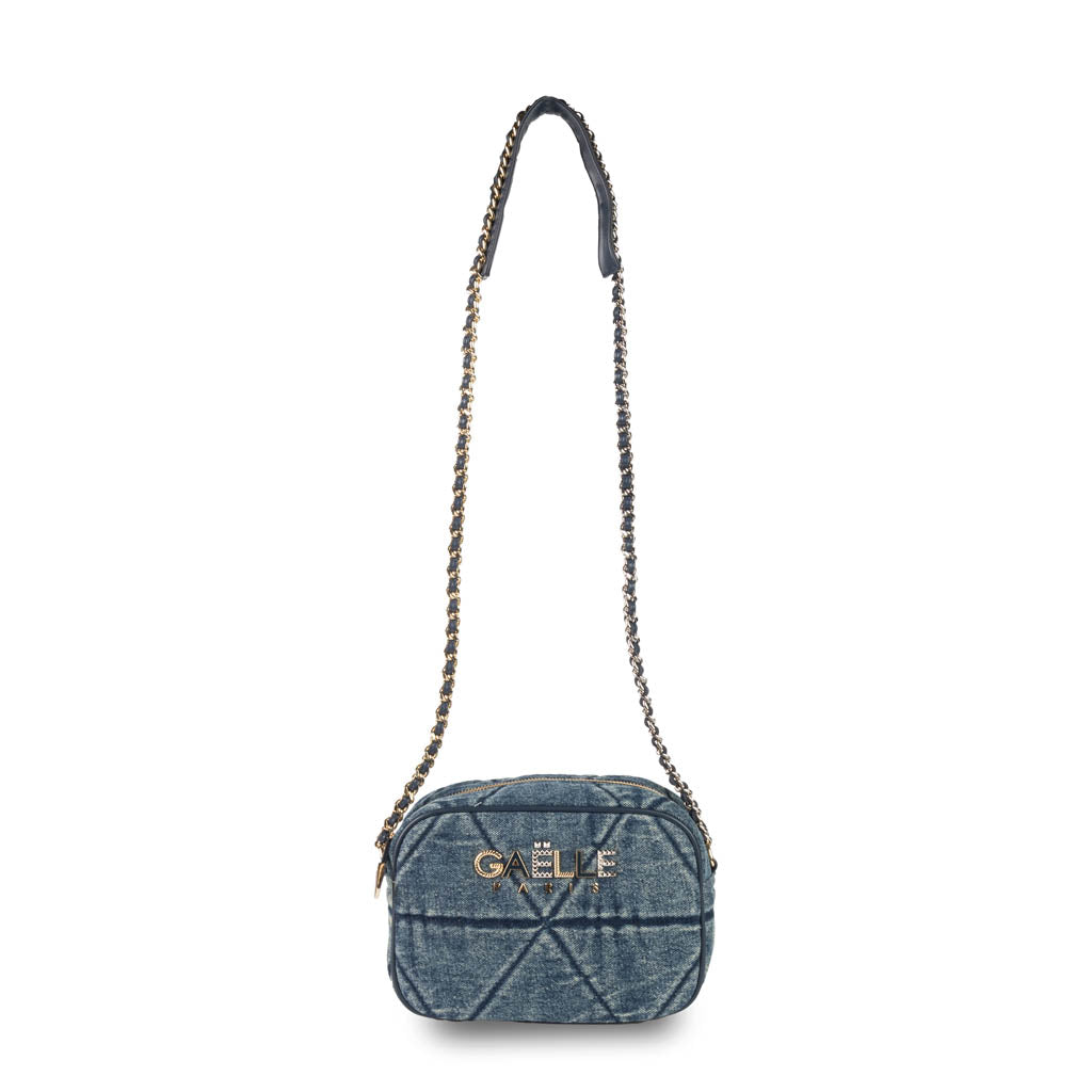 BORSA A TRACOLLA DONNA GAELLE IN DENIM CON LOGO FRONTALE - COL. BLU DENIM