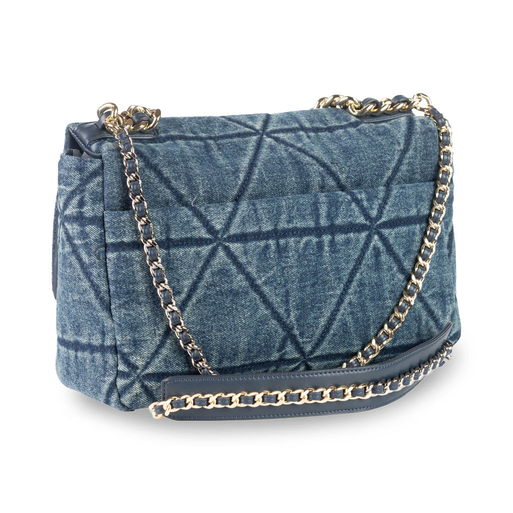 BORSA A TRACOLLA DONNA GAELLE IN DENIM CON CATENA - COL. BLU DENIM