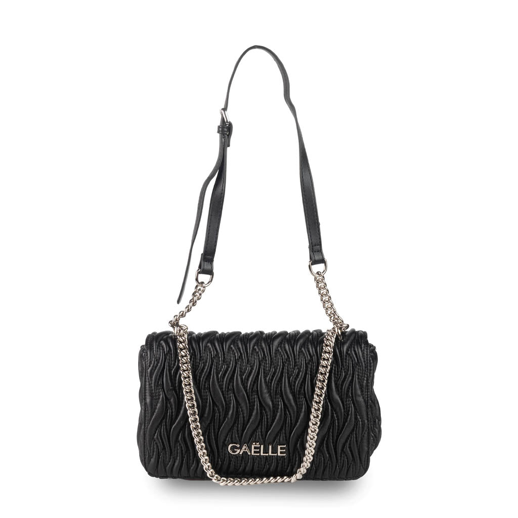 BORSA A TRACOLLA DONNA GAELLE CON ECOPELLE MATELASSE' CON LOGO - COL. NERO