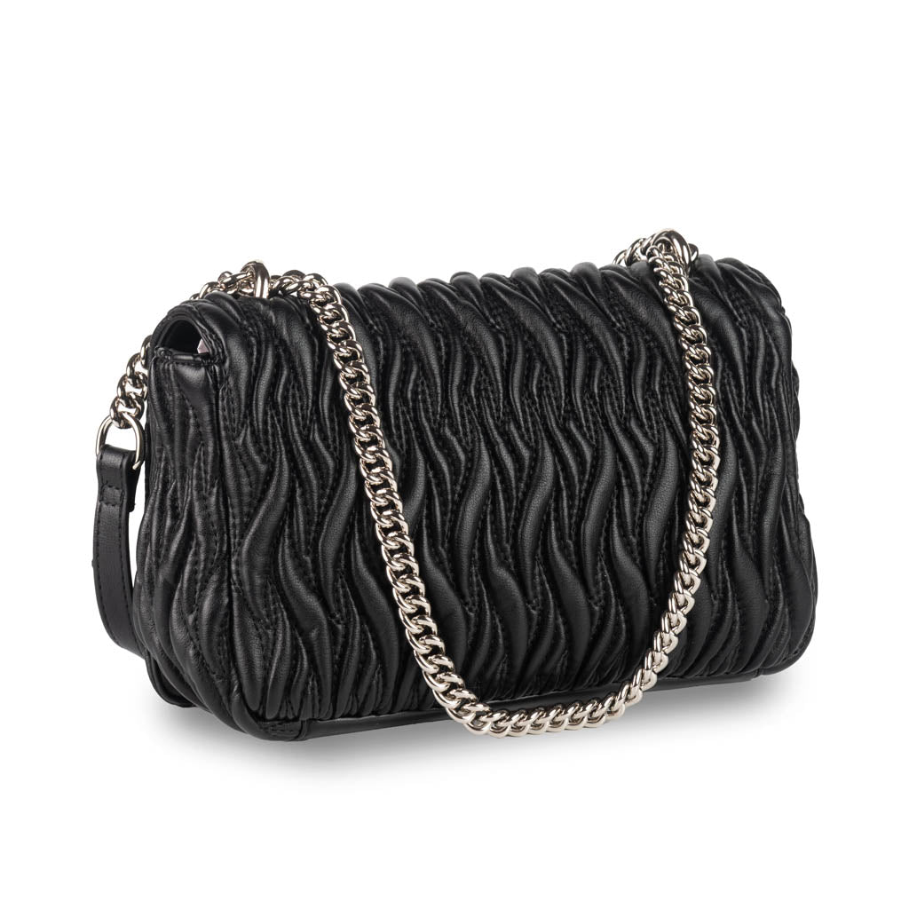 BORSA A TRACOLLA DONNA GAELLE CON ECOPELLE MATELASSE' CON LOGO - COL. NERO