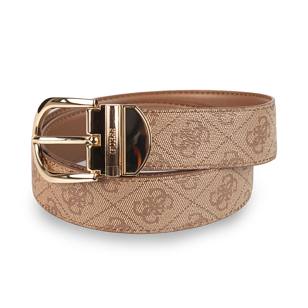 CINTURA DONNA GUESS CON LOGO ALL OVER - COL. LATTE