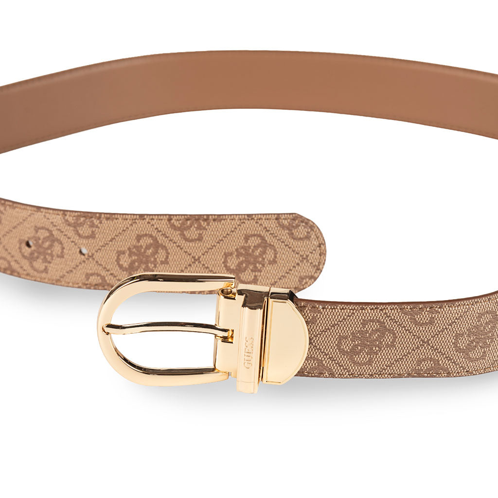 CINTURA DONNA GUESS CON LOGO ALL OVER - COL. LATTE