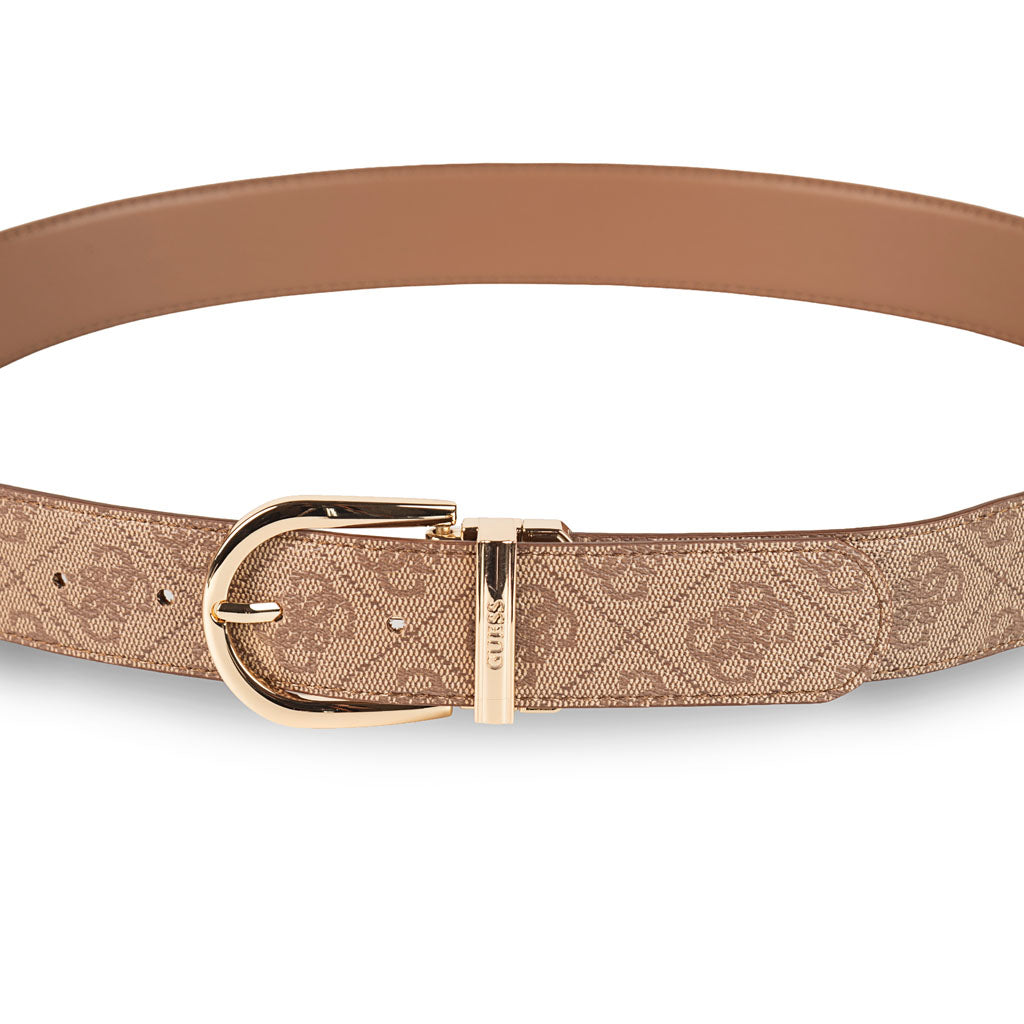 CINTURA DONNA GUESS CON LOGO ALL OVER - COL. LATTE