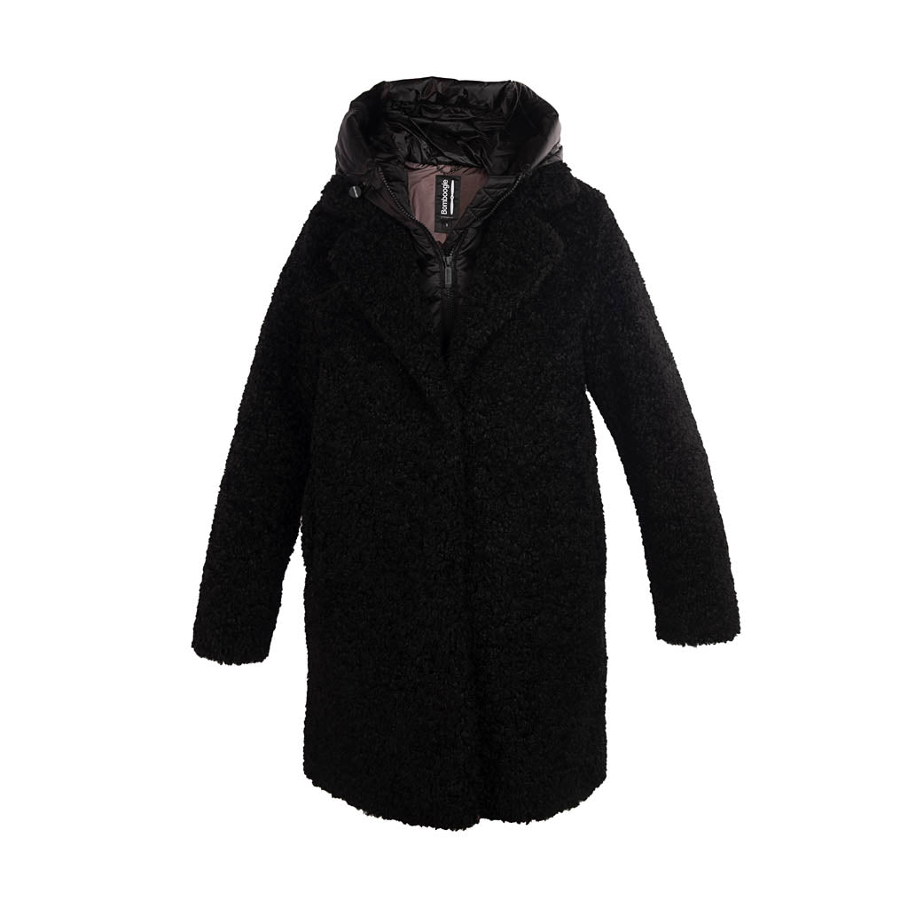 CAPPOTTO LUNGO DONNA BOMBOOGIE IN ECOPELLICCIA MOD. "ODESSA" - Colori disponibili: 2