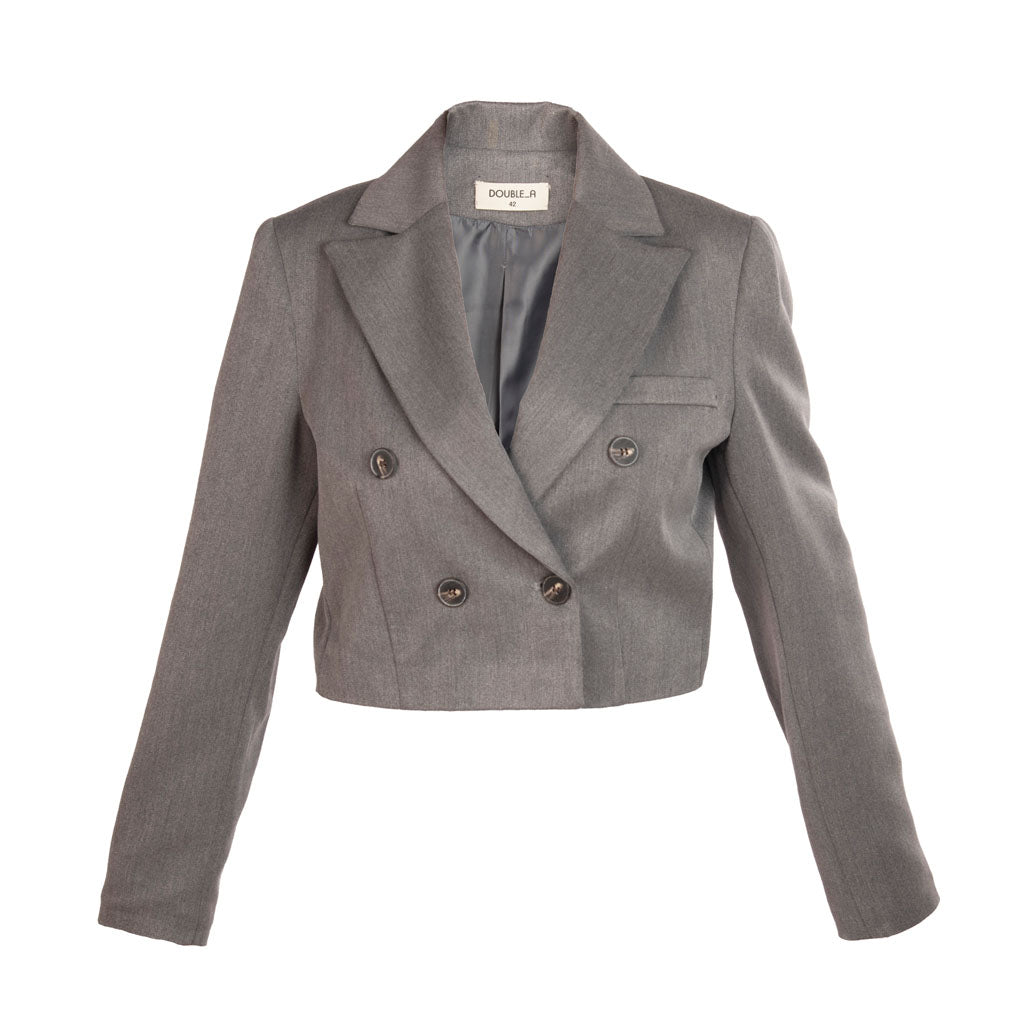 GIACCA CORTA DONNA DOUBLE A MONOPETTO - COL. GRIGIO MELANGE