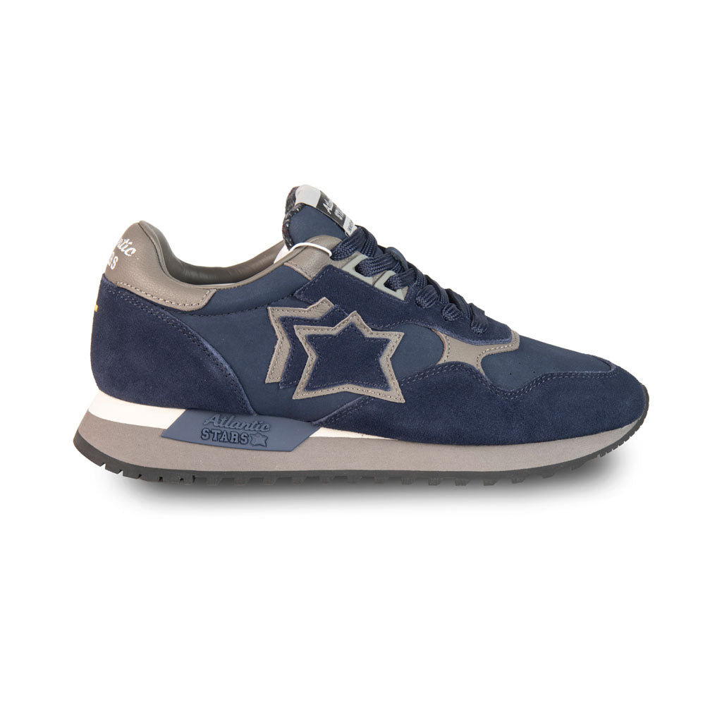 SNEAKERS UOMO ATLANTIC STARS MOD. "DRACO" IN CAMOSCIO E PELLE - COL. BLU SCURO