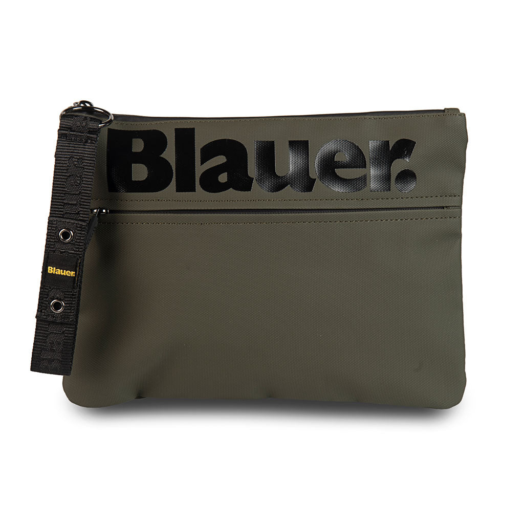 POCHETTE UOMO BLAUER IN TESSUTO CON LOGO - COL. OLIVA
