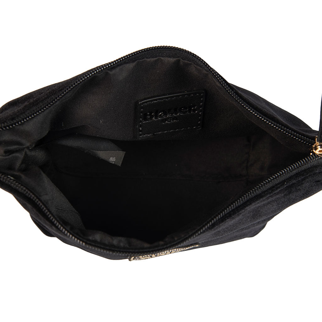 POCHETTE DONNA BLAUER CON LOGO SCUDO E STRASS - COL. NERO