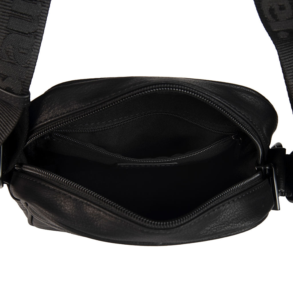 TRACOLLA UOMO BLAUER IN ECOPELLE CON LOGO - COL. NERO