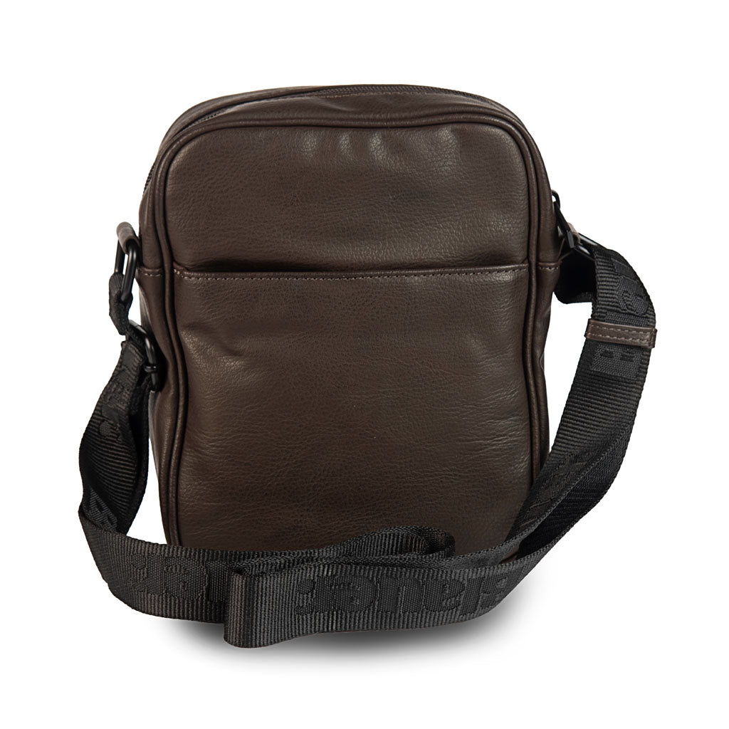 TRACOLLA UOMO BLAUER IN ECOPELLE CON LOGO - COL. MARRONE SCURO
