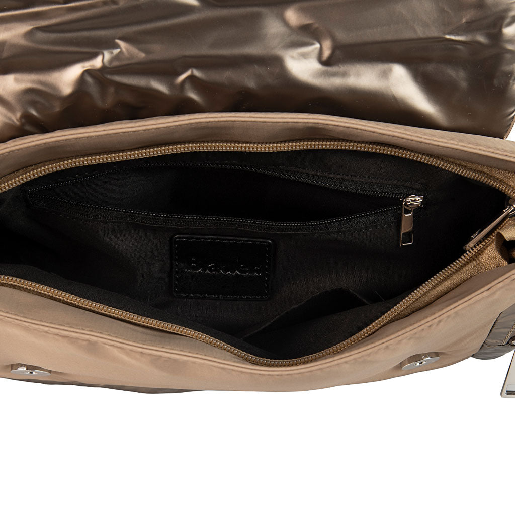 TRACOLLA DONNA BLAUER TRAPUNTATA CON LOGO SCUDO MOD. "JENNA" - COL. BEIGE