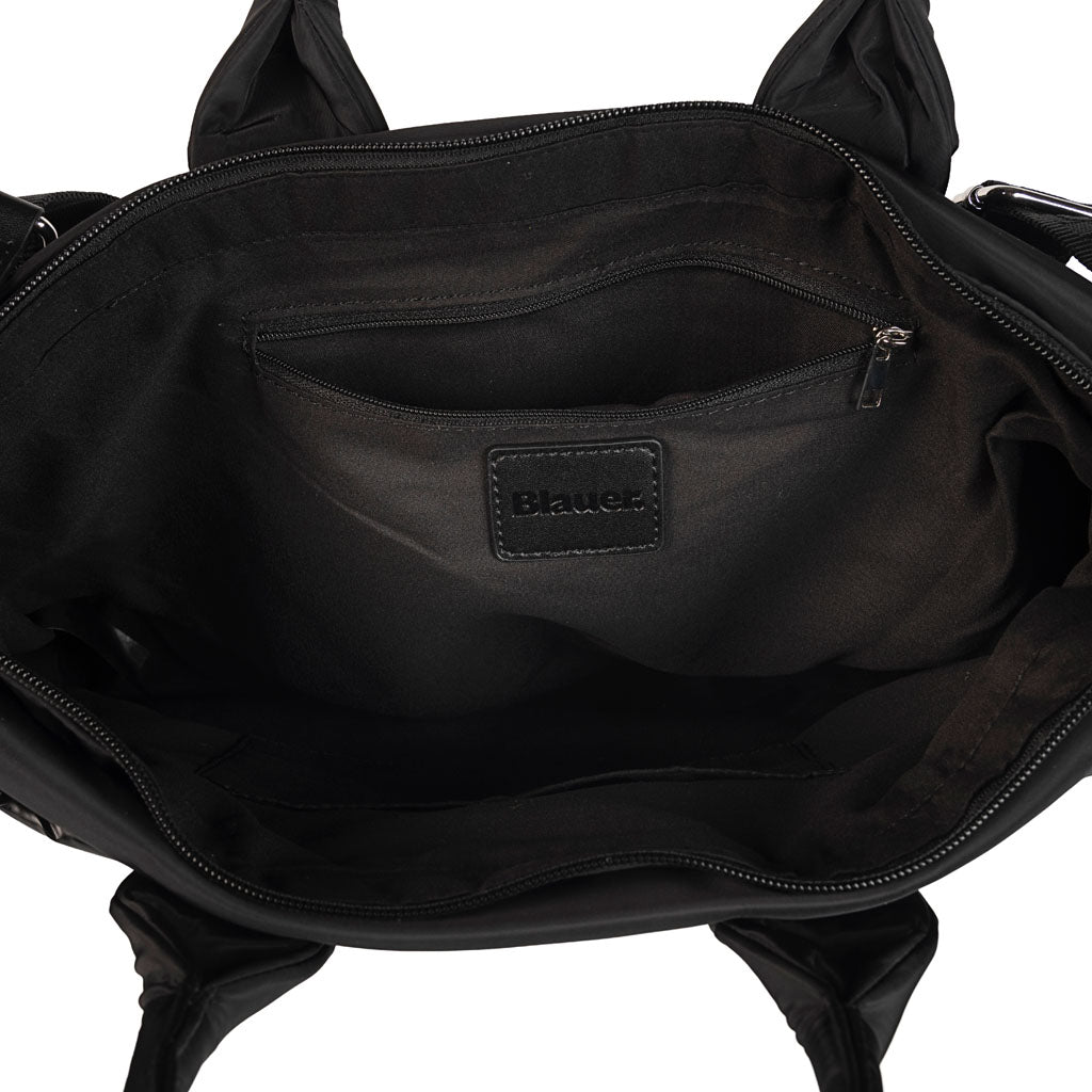SHOPPER DONNA BLAUER TRAPUNTATA CON LOGO SCUDO - COL. NERO