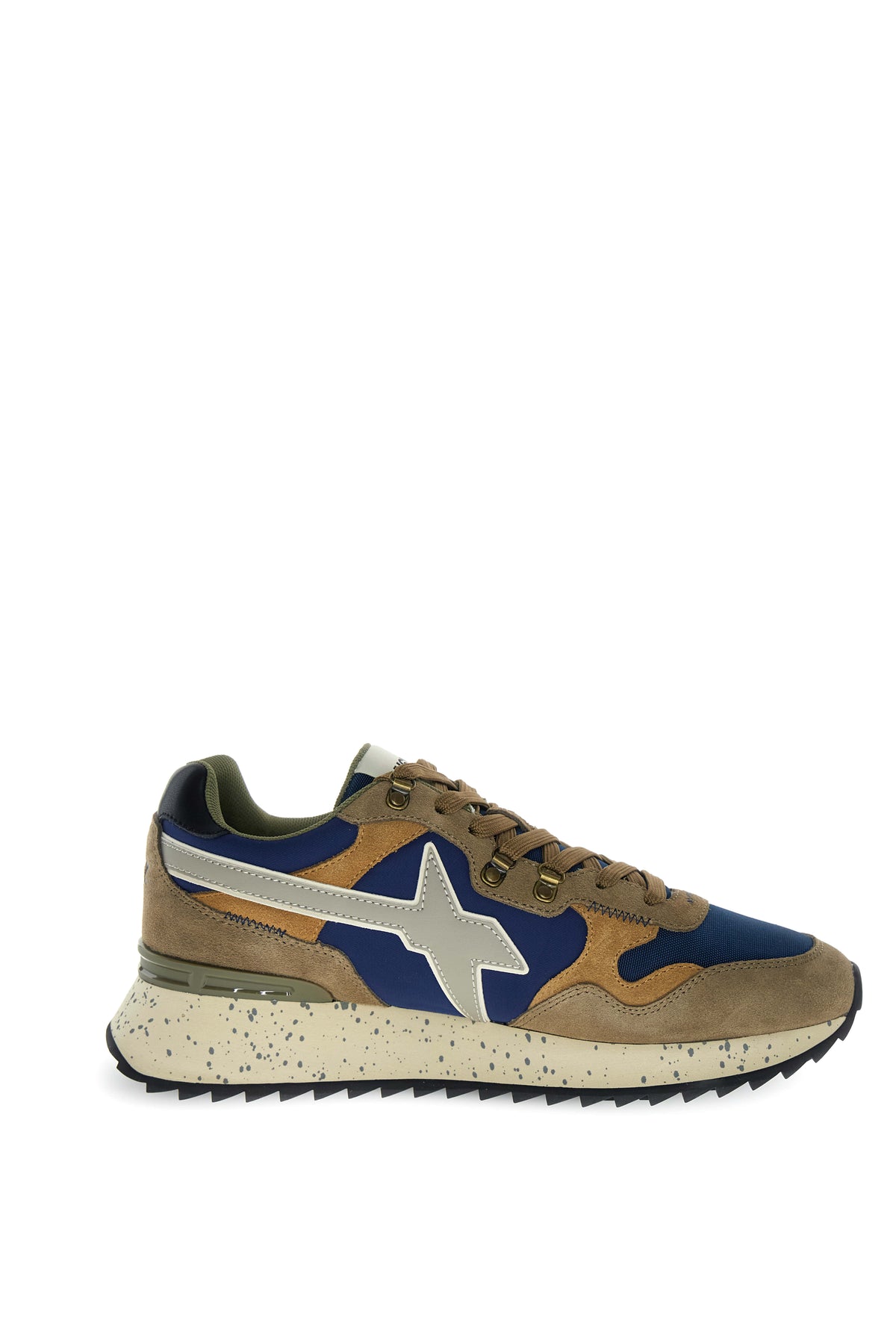 SNEAKERS UOMO W6YZ MOD. "YAK" IN SUEDE E TESSUTO - COL. MARRONE CHIARO / NAVY