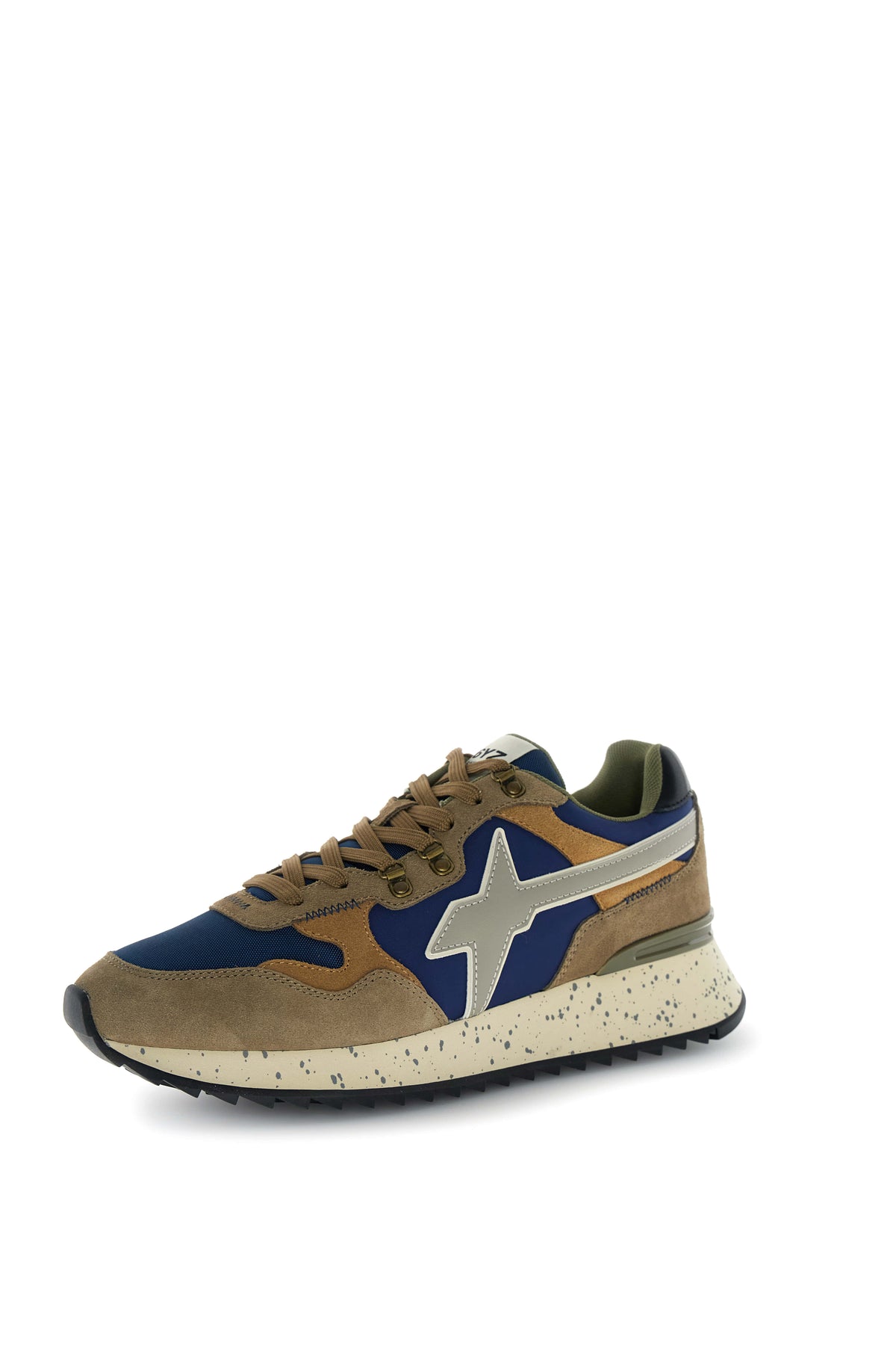 SNEAKERS UOMO W6YZ MOD. "YAK" IN SUEDE E TESSUTO - COL. MARRONE CHIARO / NAVY