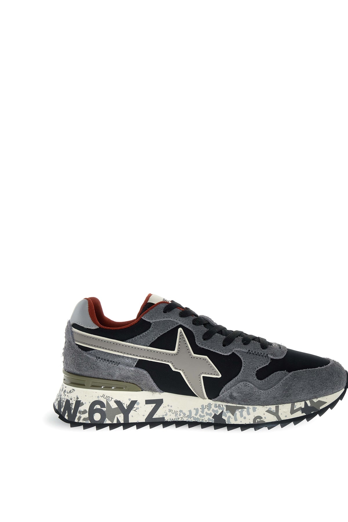 SNEAKERS UOMO W6YZ MOD. "YAK" IN SUEDE E TESSUTO - COL. ANTRACITE / NERO / GRIGIO