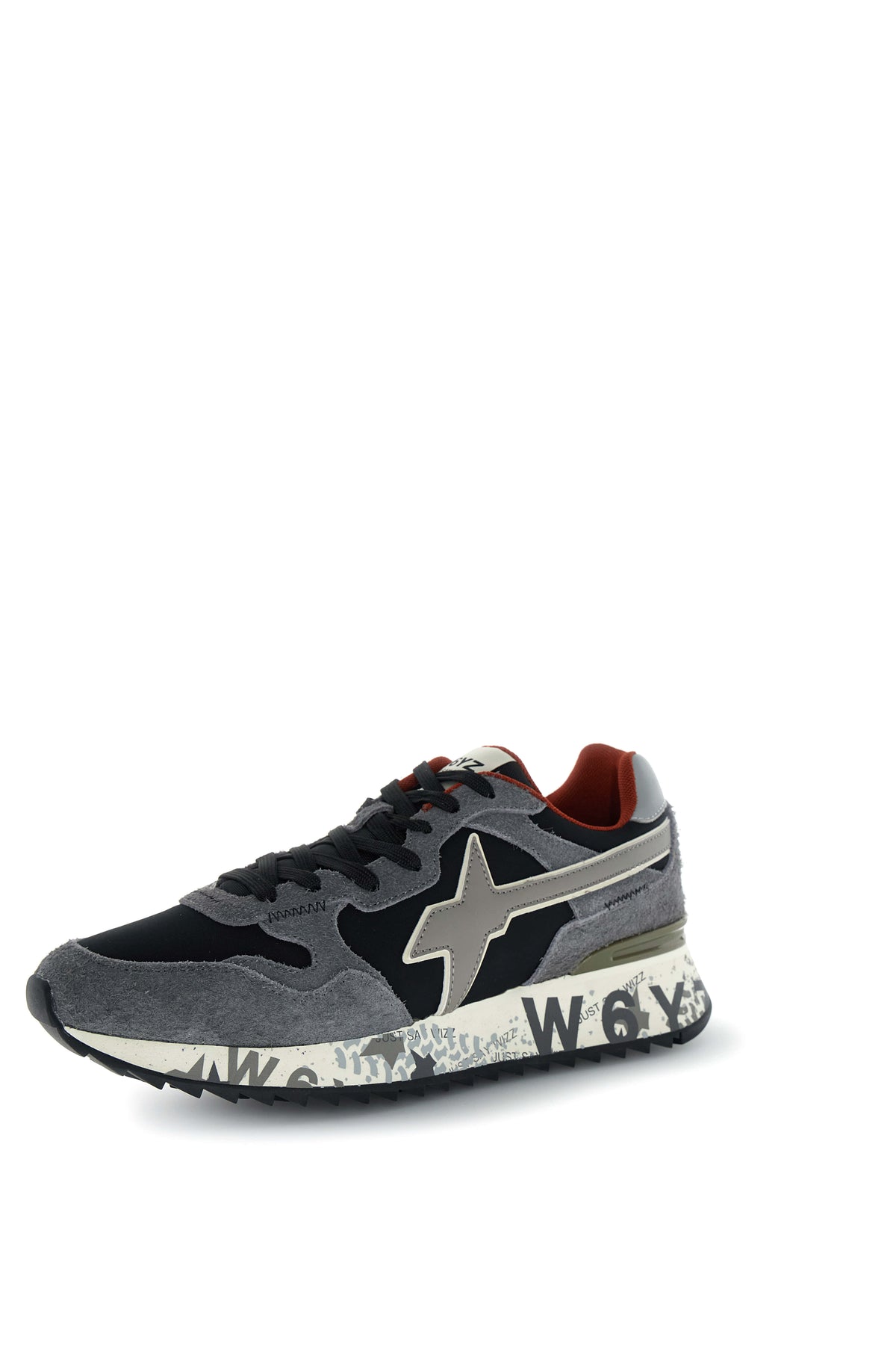 SNEAKERS UOMO W6YZ MOD. "YAK" IN SUEDE E TESSUTO - COL. ANTRACITE / NERO / GRIGIO