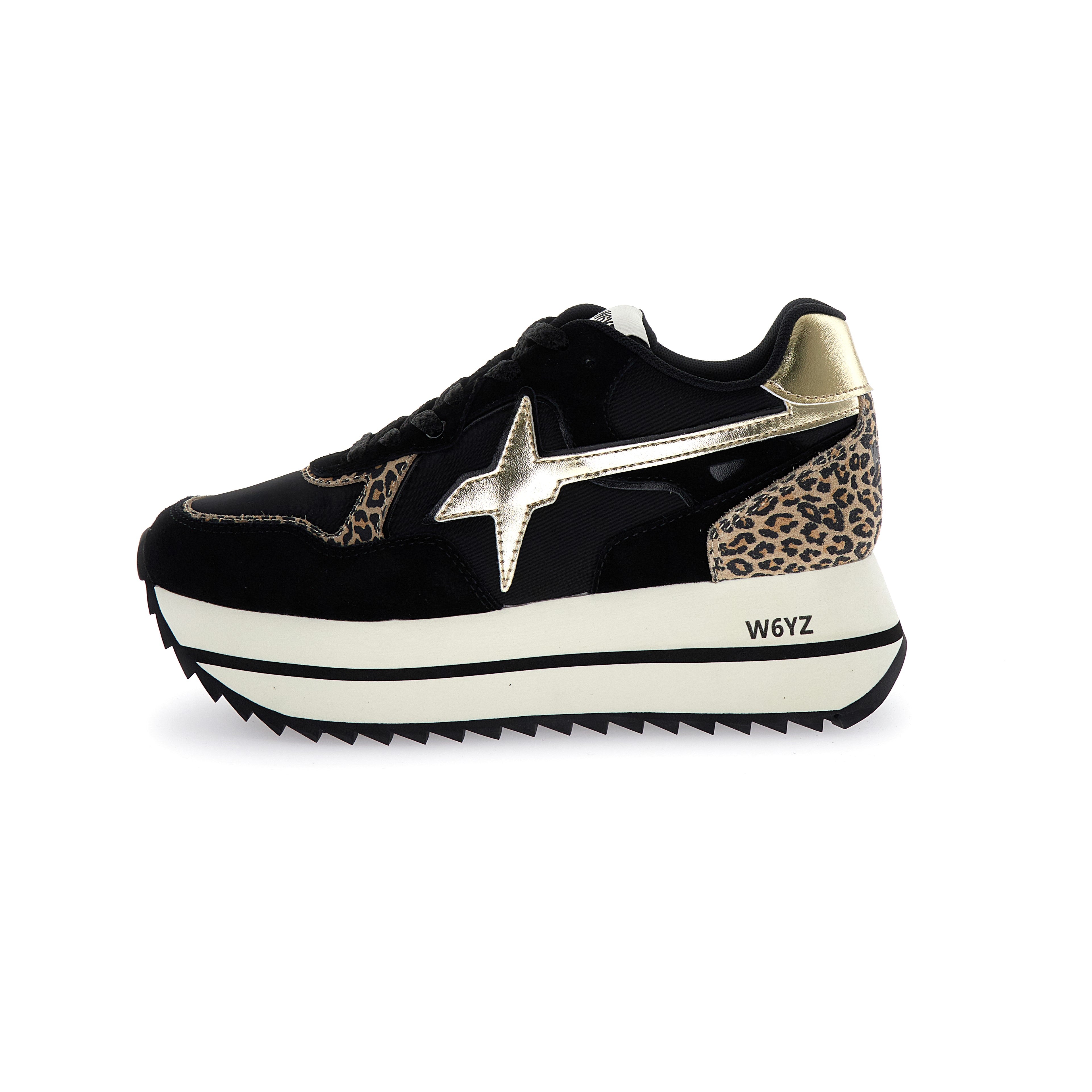 SNEAKERS DONNA W6YZ MOD. "DEVA" - COL. NERO / ORO