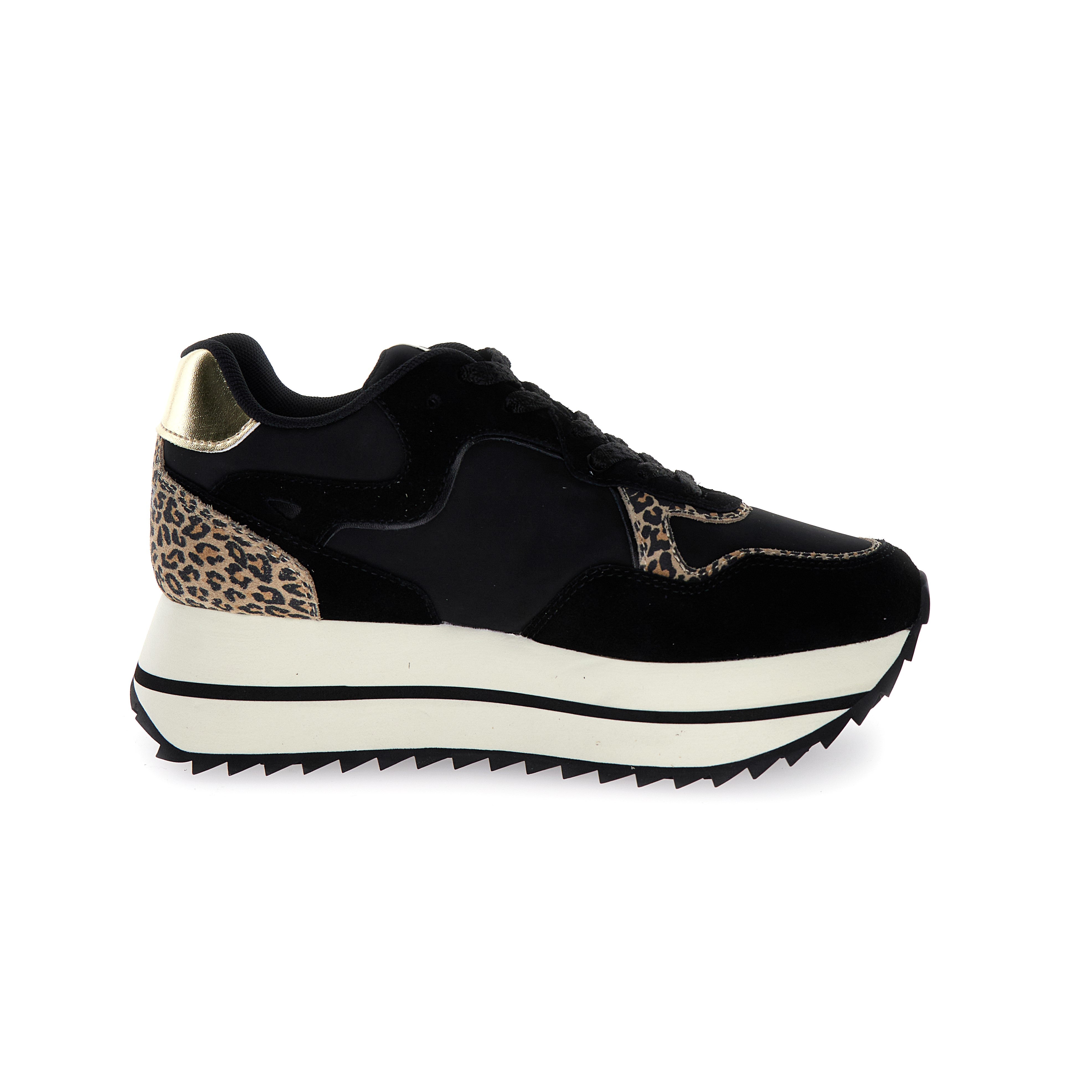 SNEAKERS DONNA W6YZ MOD. "DEVA" - COL. NERO / ORO