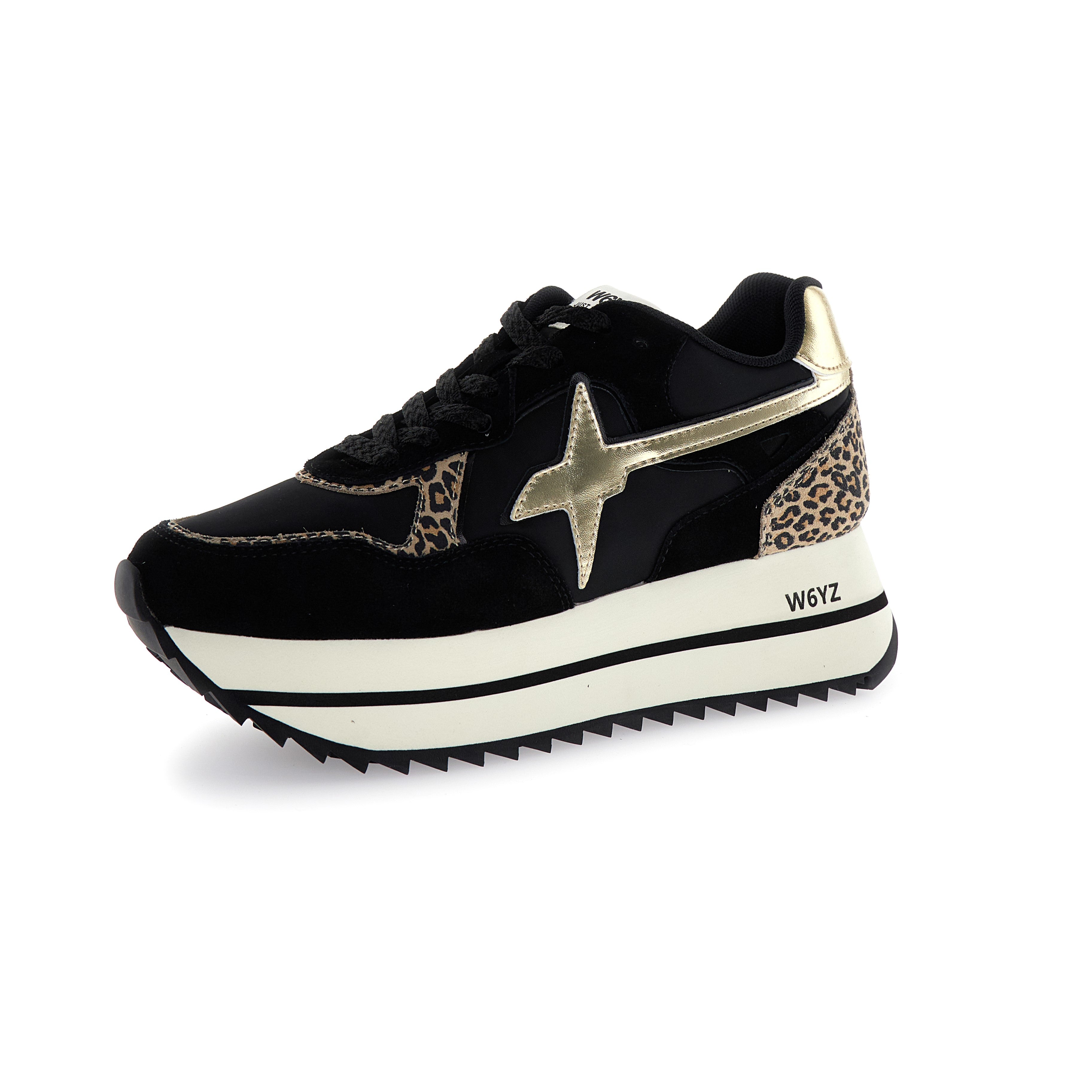 SNEAKERS DONNA W6YZ MOD. "DEVA" - COL. NERO / ORO