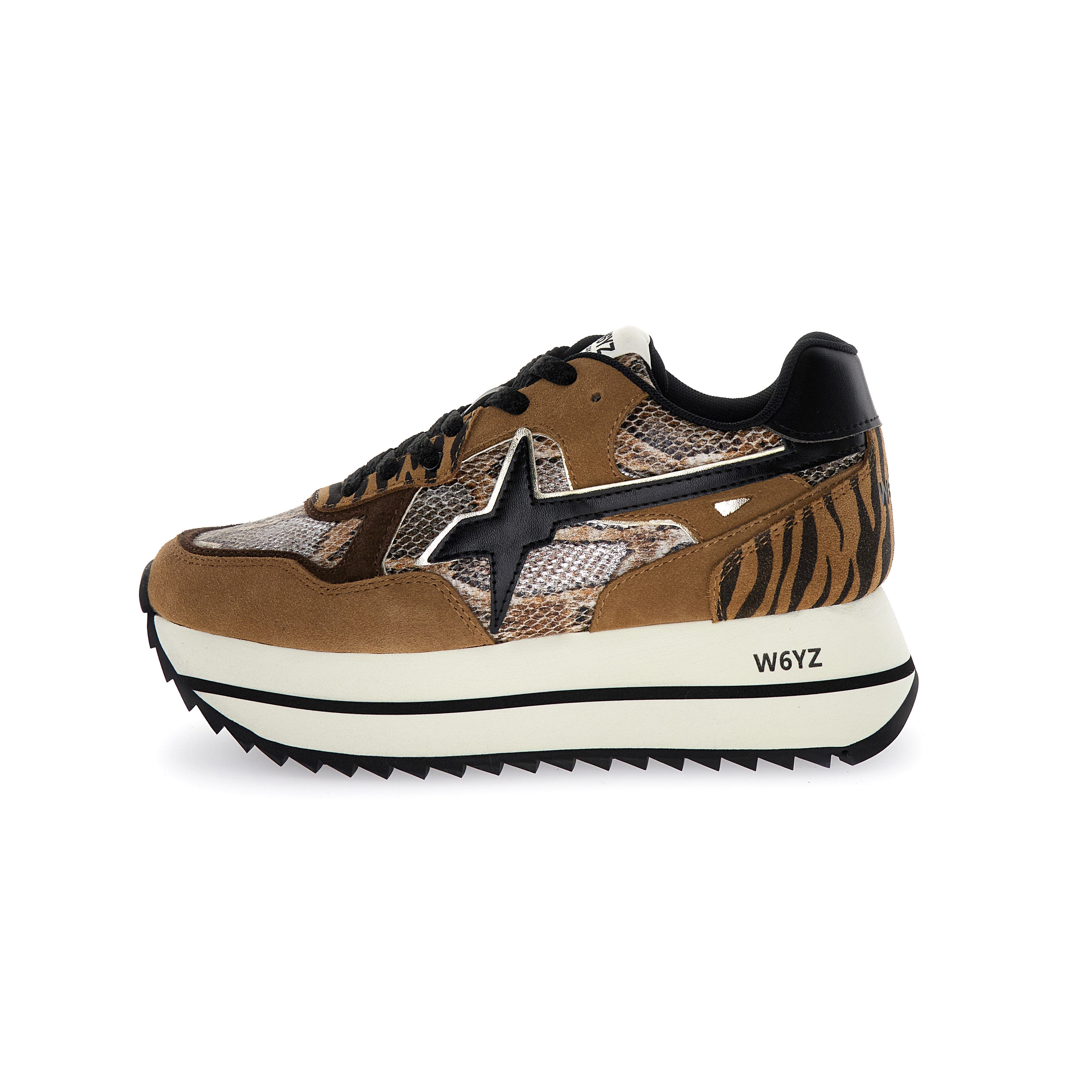 SNEAKERS DONNA W6YZ MOD. "DEVA" - COL. MARRONE / ANIMALIER