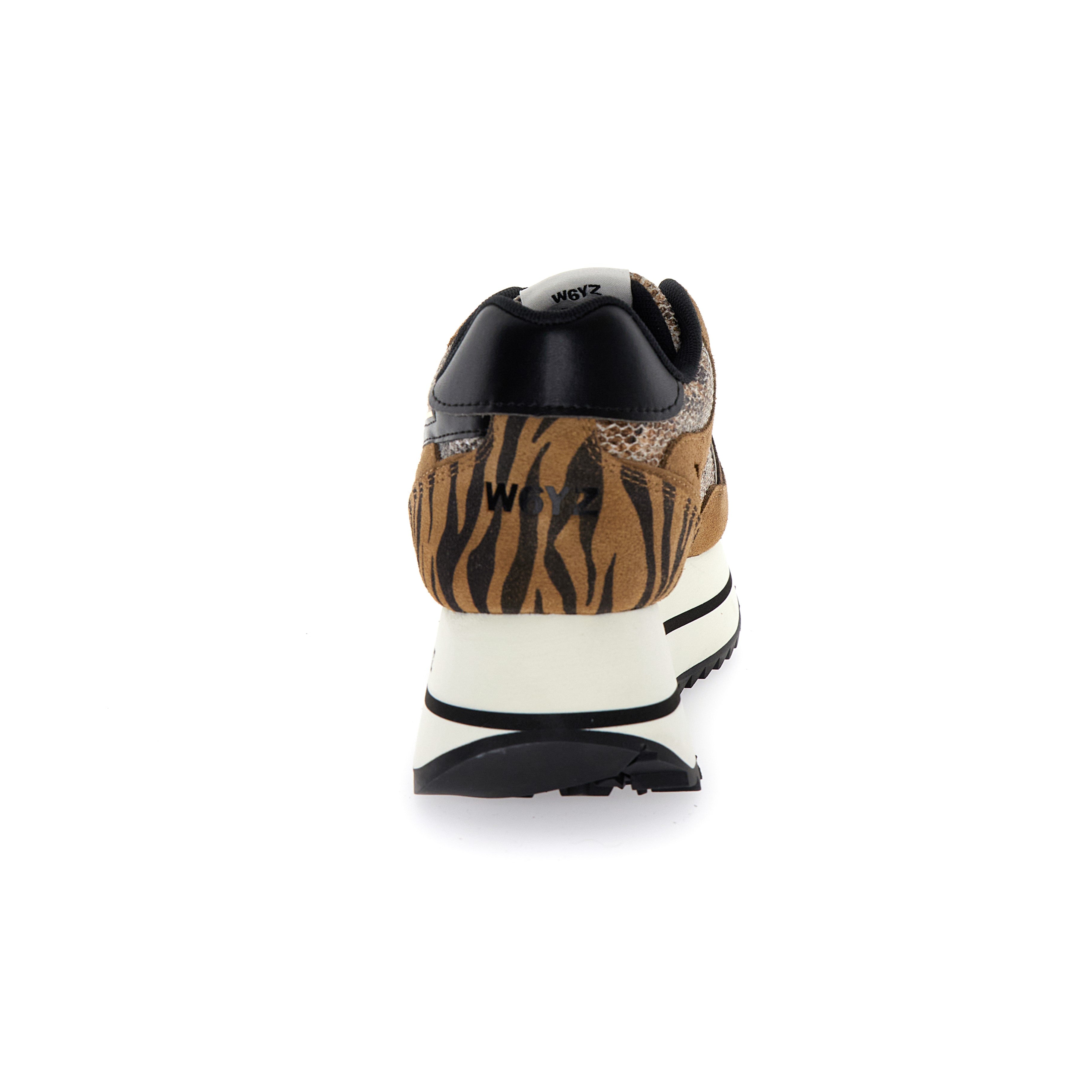 SNEAKERS DONNA W6YZ MOD. "DEVA" - COL. MARRONE / ANIMALIER