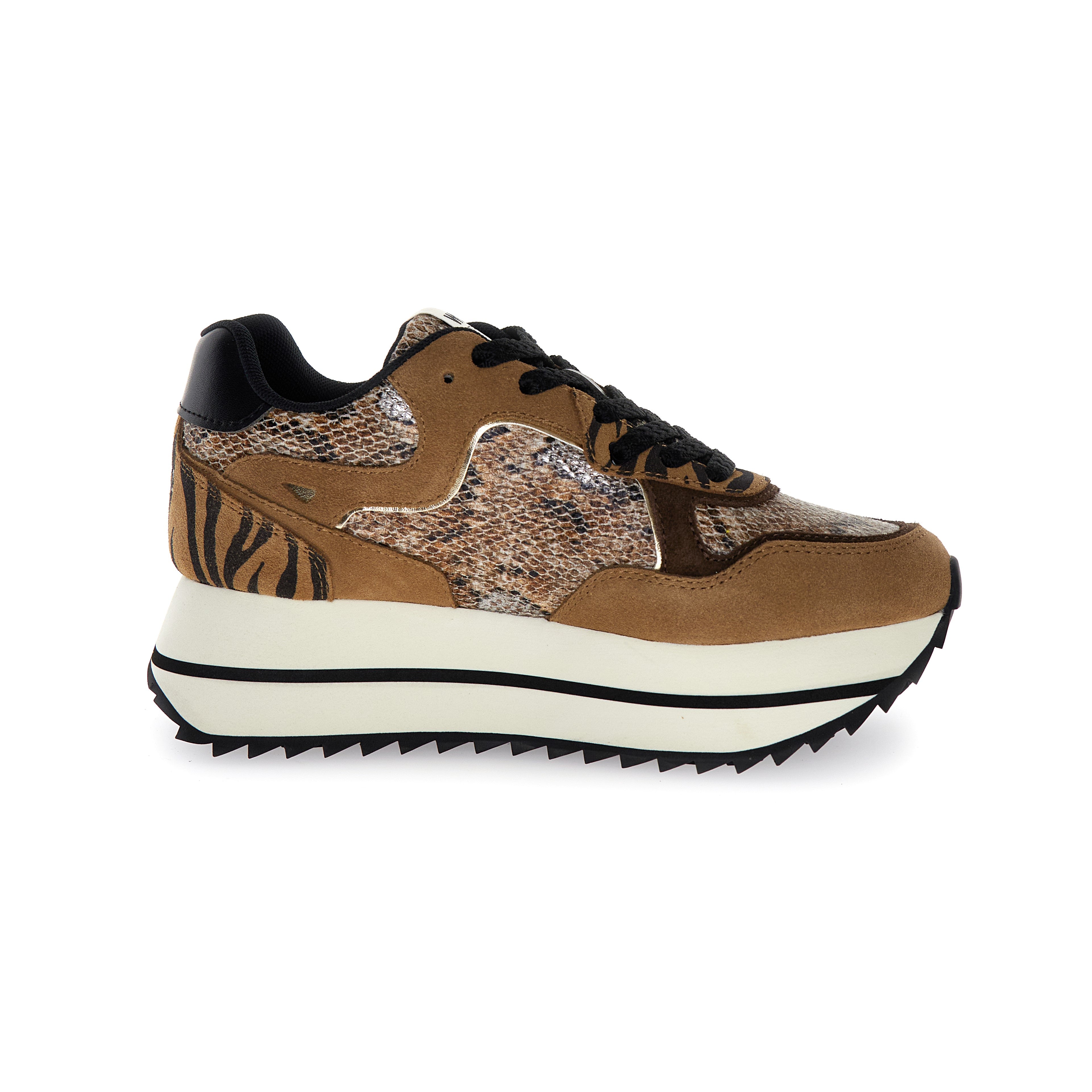 SNEAKERS DONNA W6YZ MOD. "DEVA" - COL. MARRONE / ANIMALIER