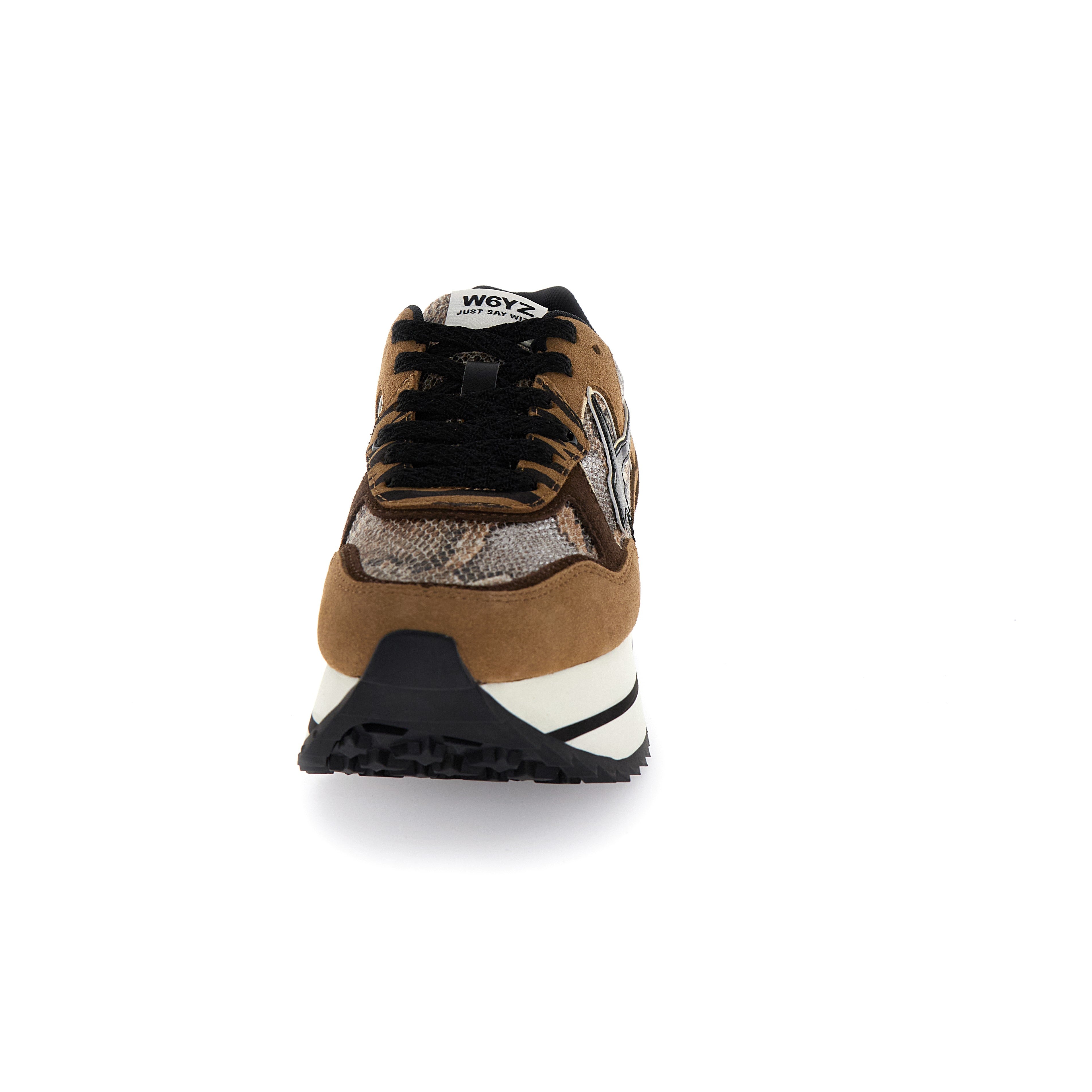 SNEAKERS DONNA W6YZ MOD. "DEVA" - COL. MARRONE / ANIMALIER