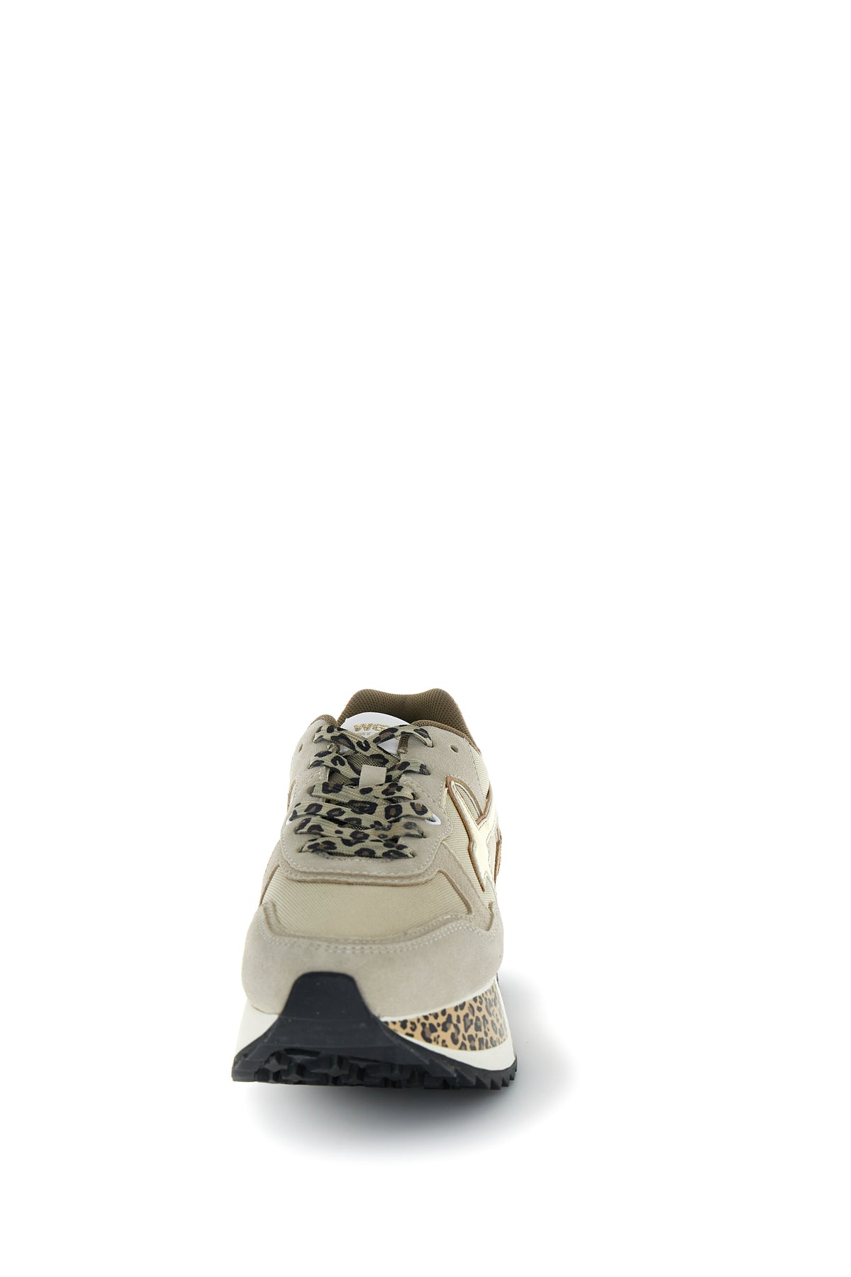 SNEAKERS DONNA W6YZ MOD. "DEVA" IN SUEDE E TESSUTO CON DETTAGLI ANIMALIER - COL. TORTORA / BEIGE