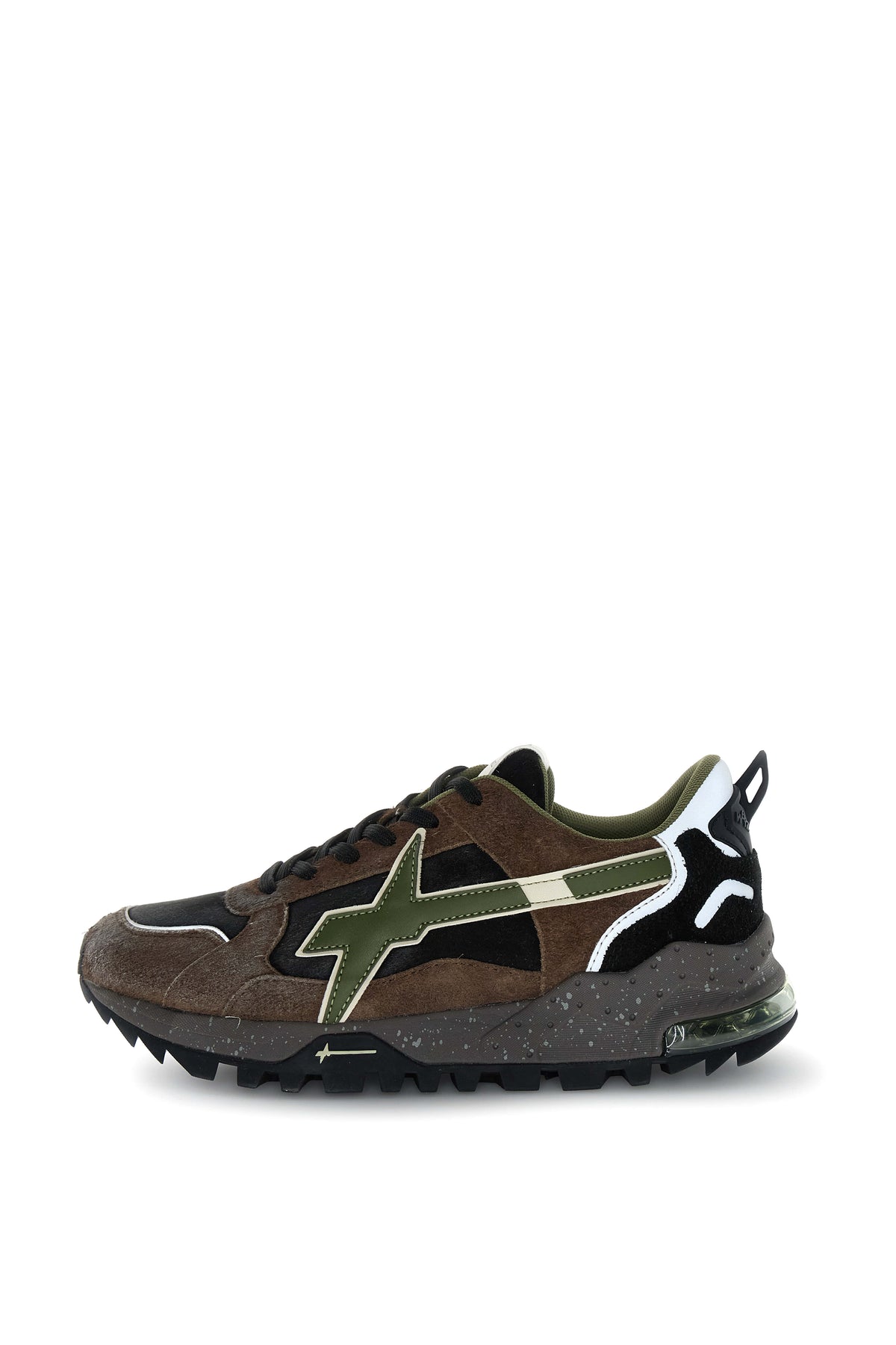 SNEAKERS UOMO W6YZ MOD. "BREEZE" IN SUEDE E TESSUTO SINTETICO - COL. MARRONE SCURO / NERO