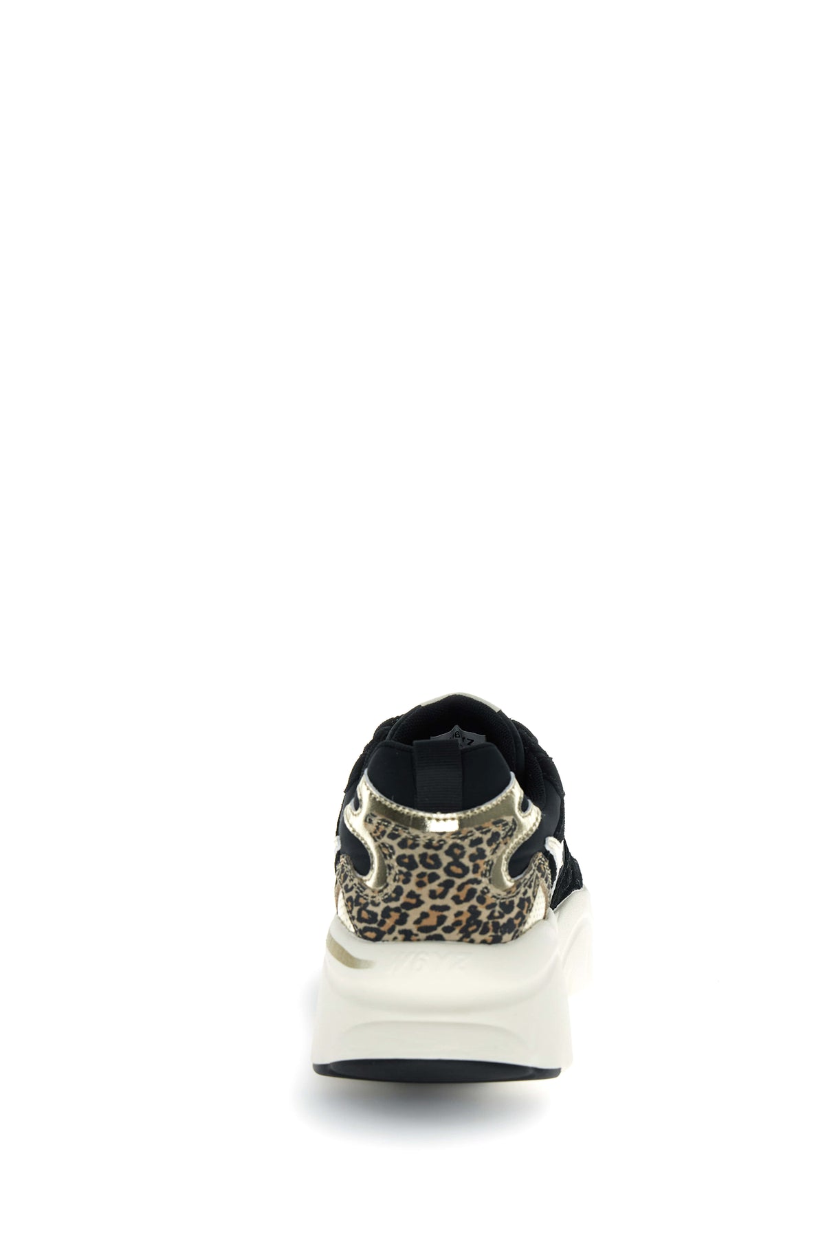 SNEAKERS DONNA W6YZ MOD. "MIA" IN PELLE E TESSUTO CON DETTAGLI ANIMALIER - COL. NERO / BIANCO / PLATINO