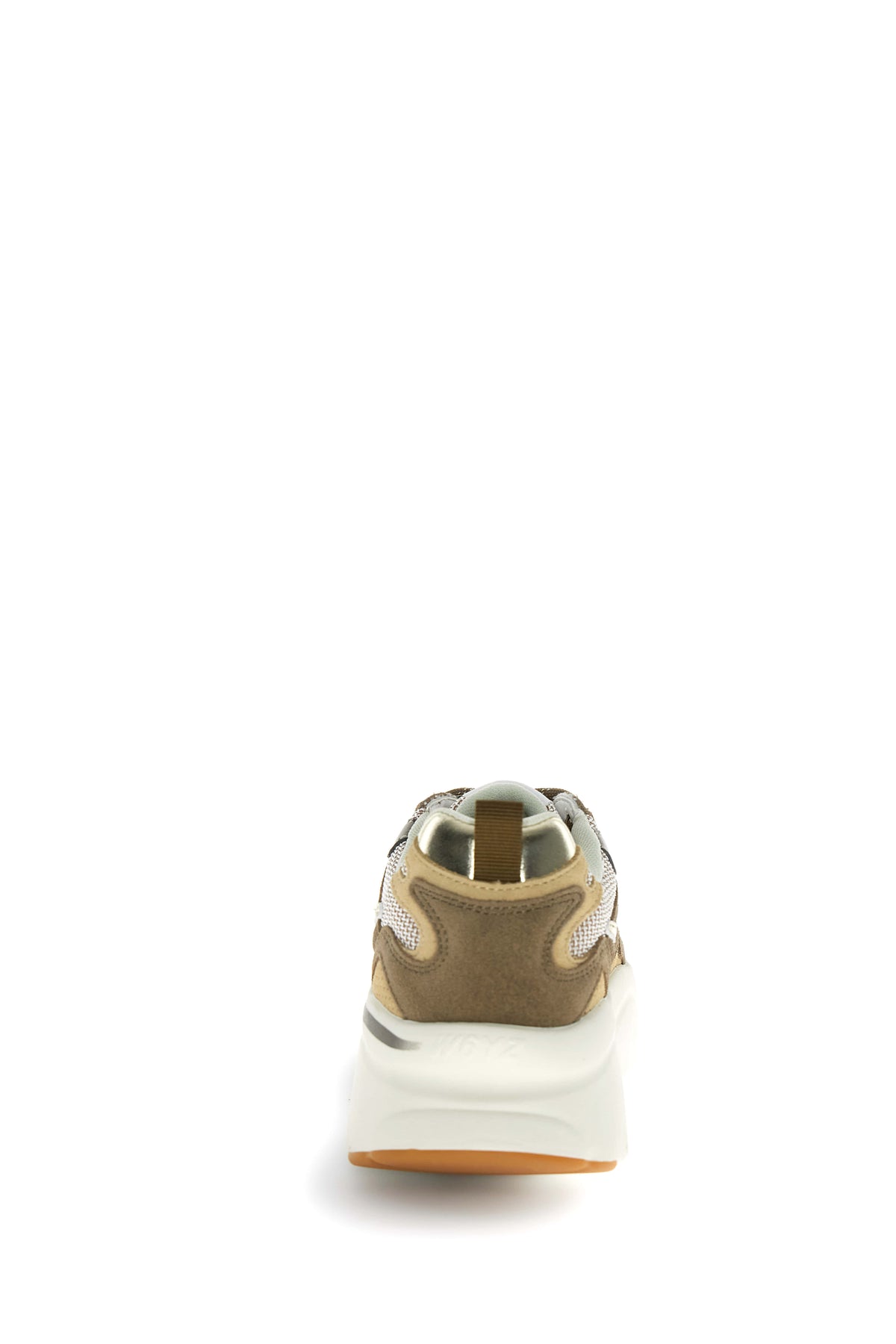 SNEAKERS DONNA W6YZ MOD. "MIA" IN PELLE E TESSUTO - COL. TORTORA / ORO