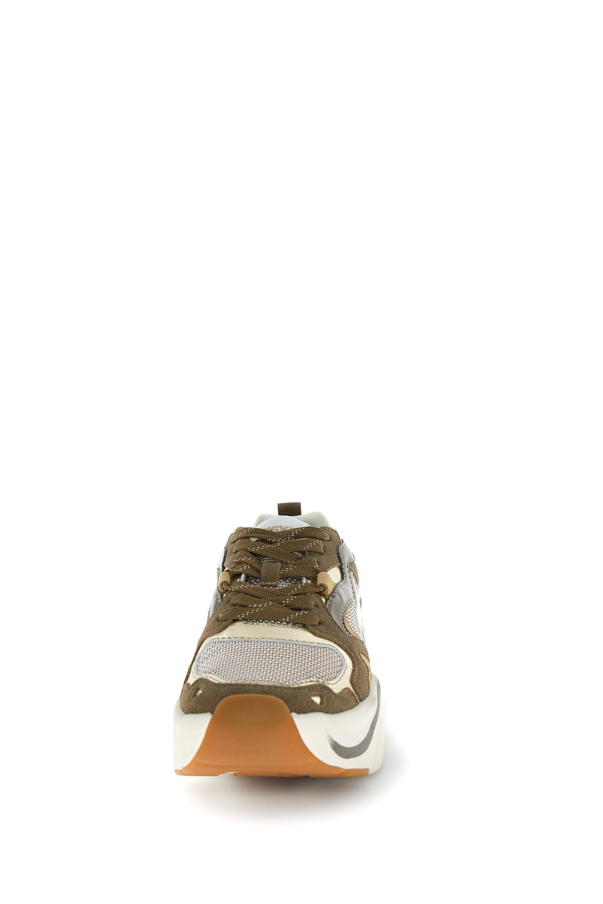 SNEAKERS DONNA W6YZ MOD. "MIA" IN PELLE E TESSUTO - COL. TORTORA / ORO