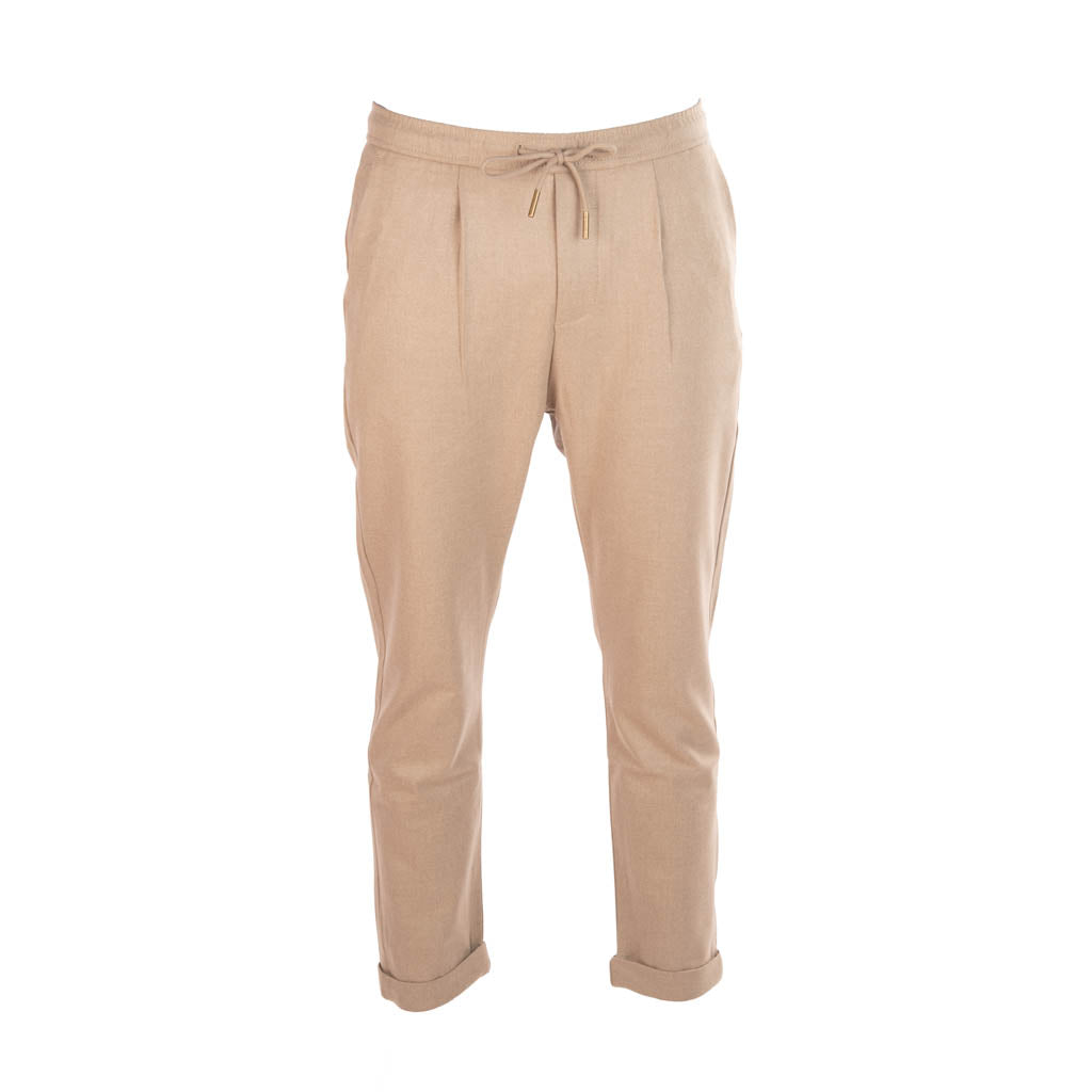 PANTALONI JOGGER GIANNI LUPO IN MISTO VISCOSA - COL. CAMEL