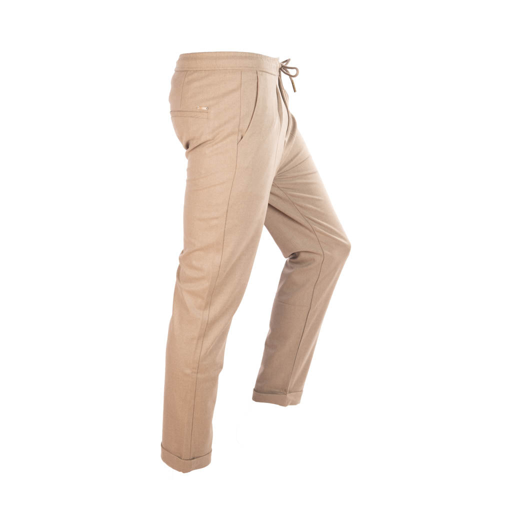 PANTALONI JOGGER GIANNI LUPO IN MISTO VISCOSA - COL. CAMEL