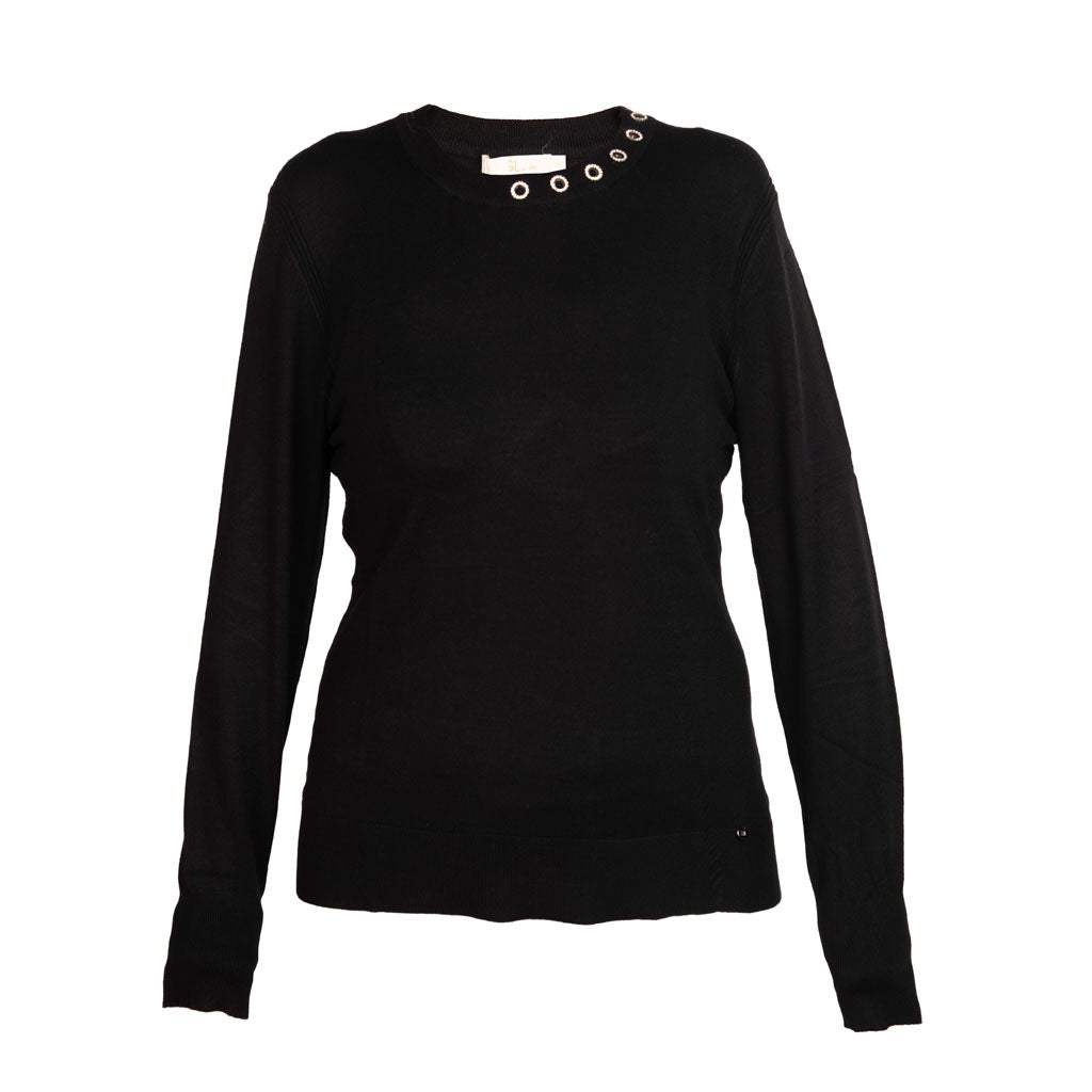 MAGLIA DONNA GIANNI LUPO CON DETTAGLIO GIROCOLLO - COL. NERO