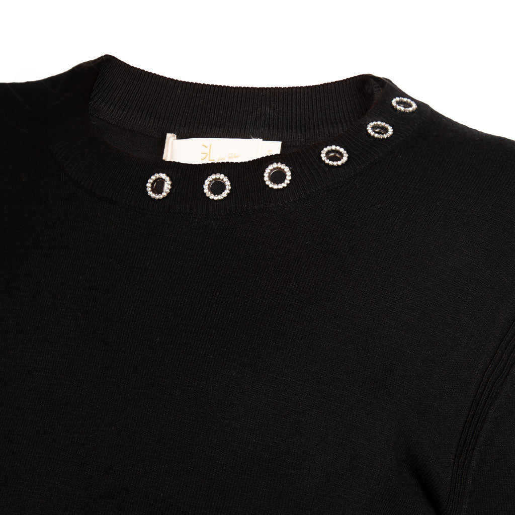 MAGLIA DONNA GIANNI LUPO CON DETTAGLIO GIROCOLLO - COL. NERO