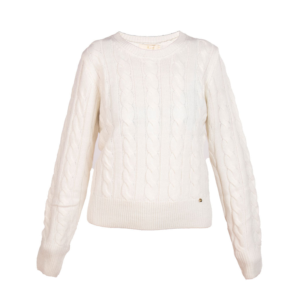 MAGLIA DONNA GIANNI LUPO A TRECCE IN MISTO LANA - COL. CREMA