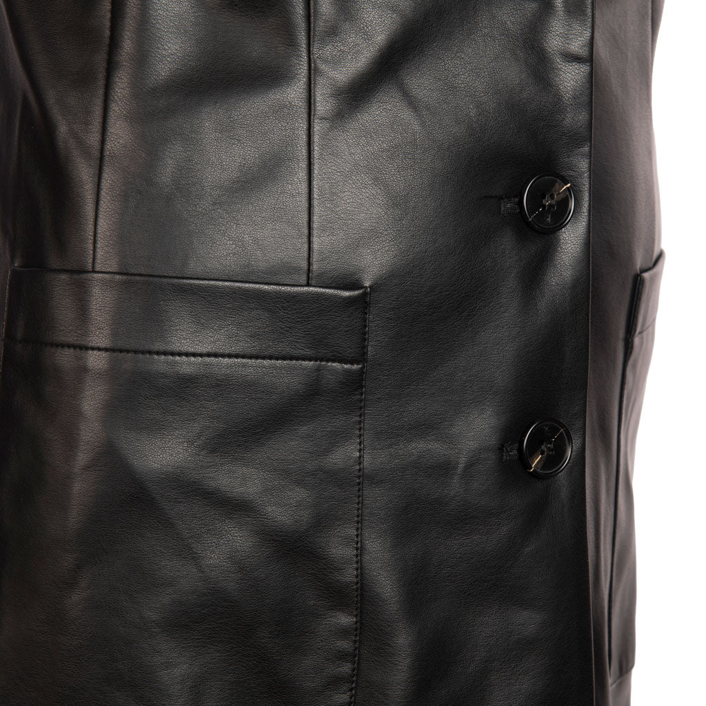 GILET LUNGO DONNA GIANNI LUPO IN ECOPELLE - COL. NERO