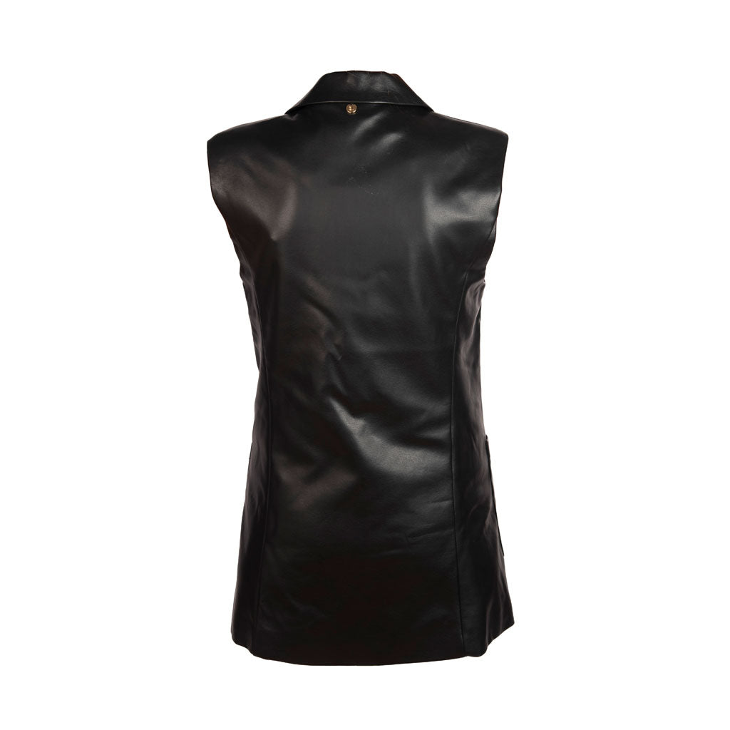 GILET LUNGO DONNA GIANNI LUPO IN ECOPELLE - COL. NERO