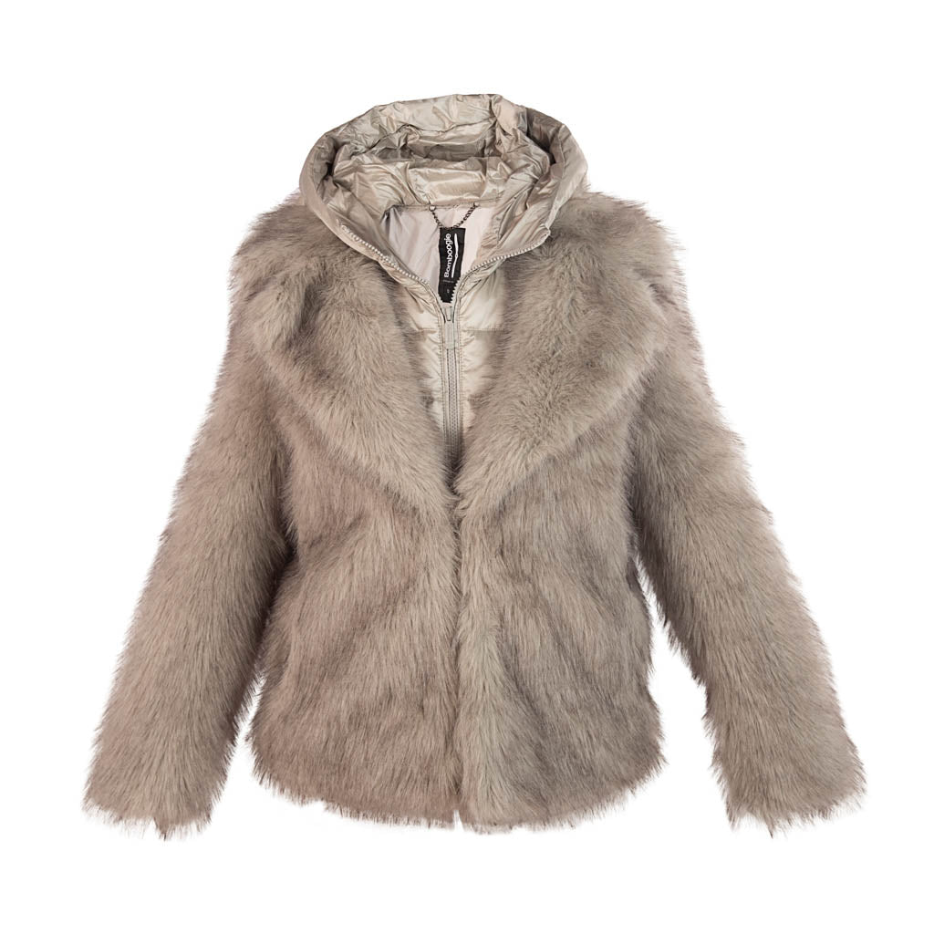 CAPPOTTO CORTO DONNA BOMBOOGIE ECOPELLICCIA - COL. GREY FOG