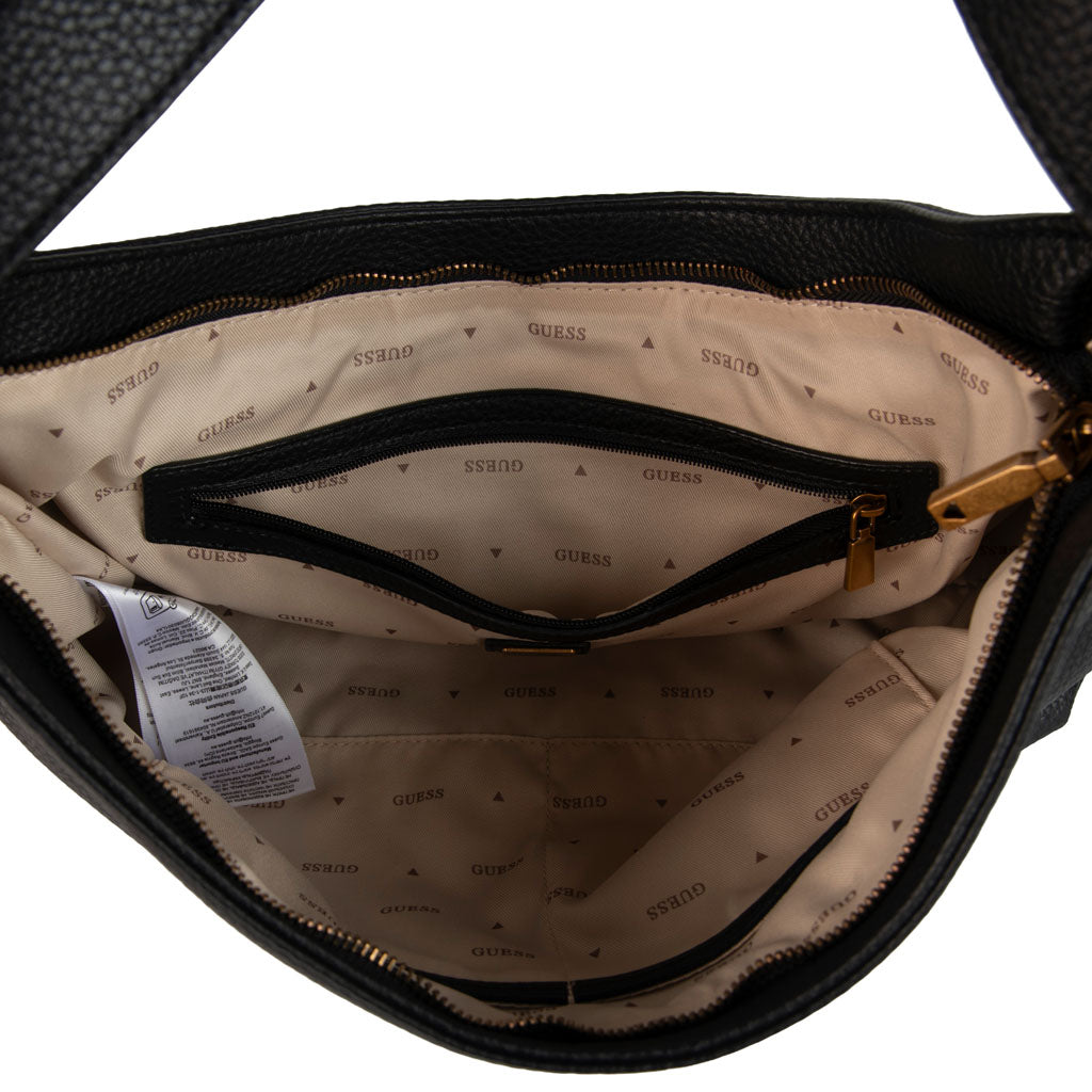 BORSA MEDIA DONNA GUESS MOD. "CAMDEN" CON G LOGO - COL. NERO