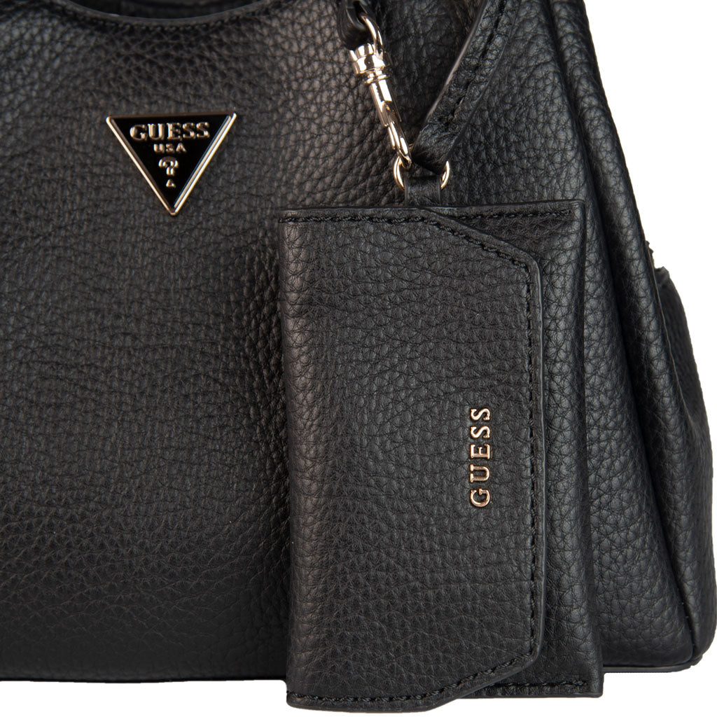 BORSA DONNA GUESS CON LOGO TRIANGOLO E CHARM PORTAMONETE - COL. NERO